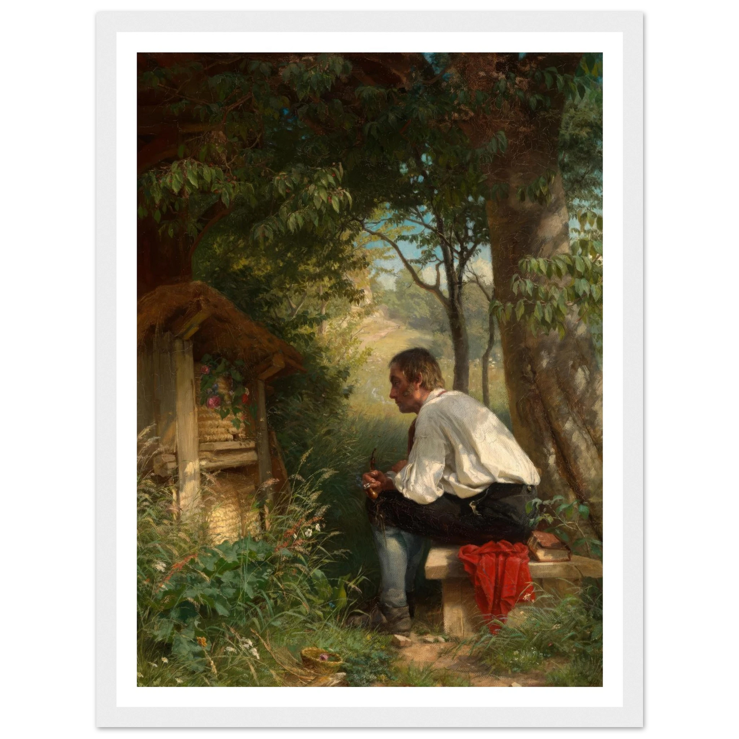 Der Bienenfreund (1863) Art Print | Hans Thoma - Framed Poster - 30x40 cm / 12x16″ - Black frame