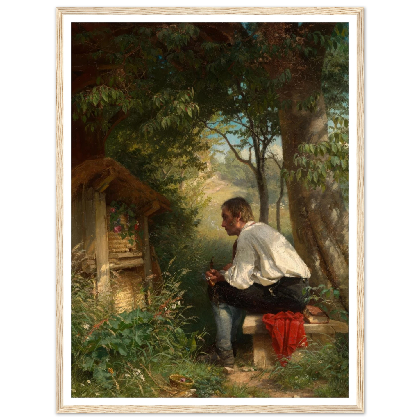Der Bienenfreund (1863) Art Print | Hans Thoma - Framed Poster - 30x40 cm / 12x16″ - Black frame