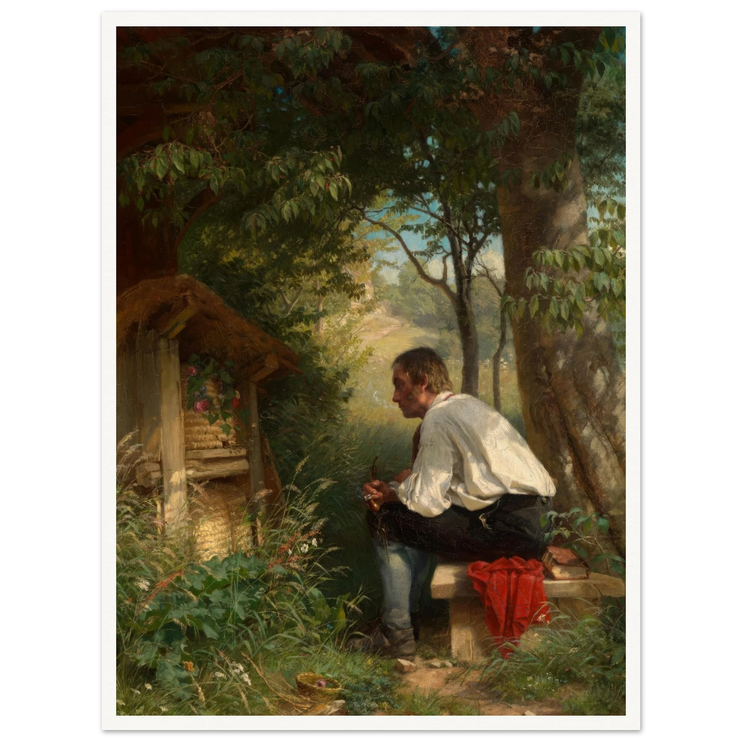 Der Bienenfreund (1863) Art Print | Hans Thoma - Framed Poster - 30x40 cm / 12x16″ - Black frame