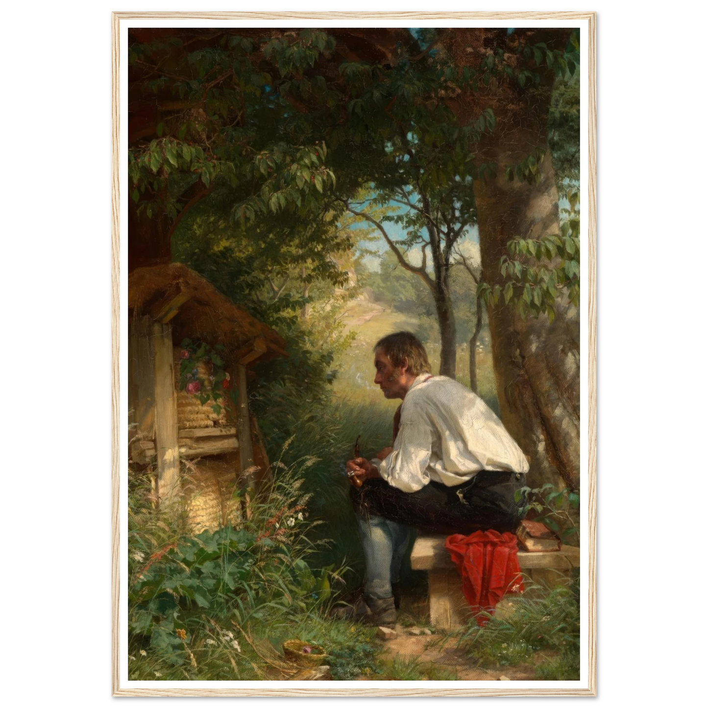 Der Bienenfreund (1863) Art Print | Hans Thoma - Framed Poster - 30x40 cm / 12x16″ - Black frame