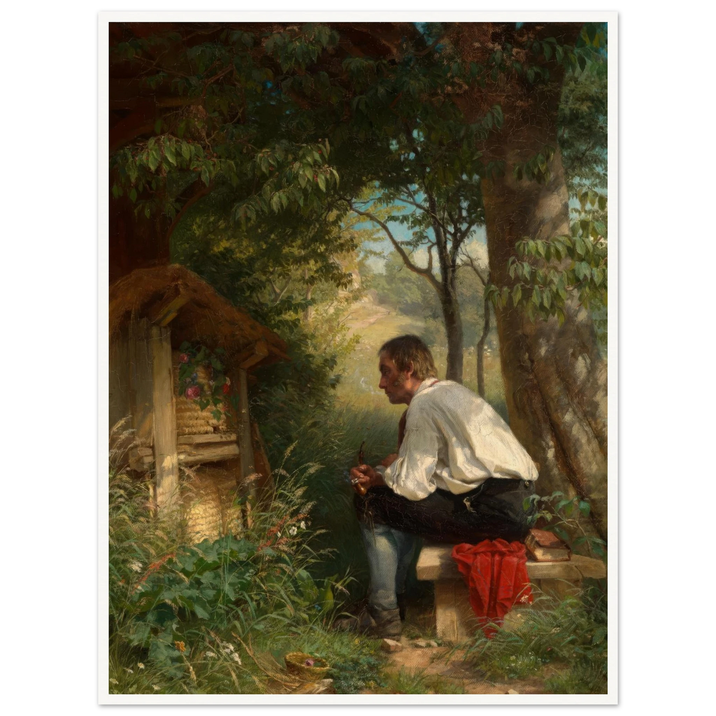 Der Bienenfreund (1863) Art Print | Hans Thoma - Framed Poster - 30x40 cm / 12x16″ - Black frame