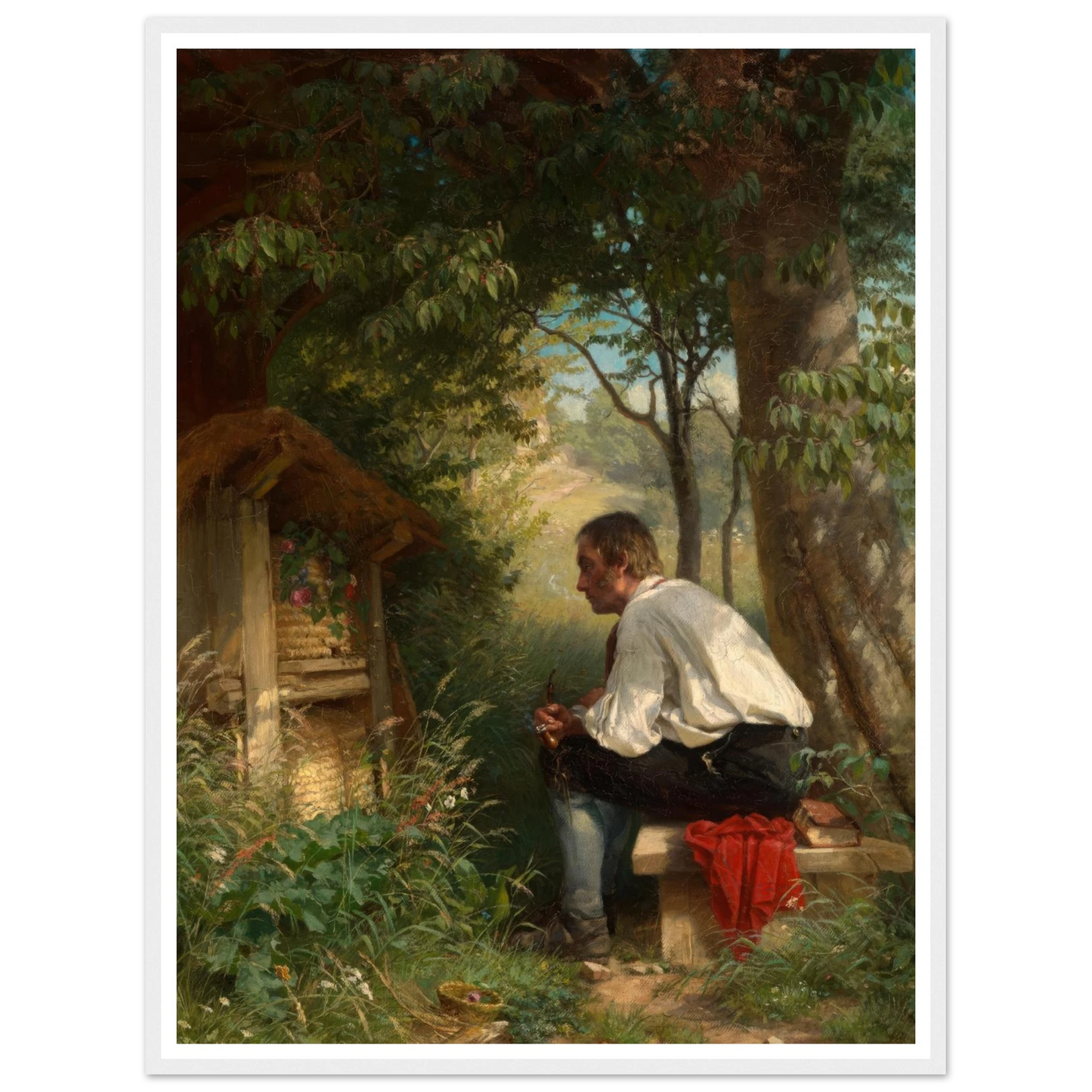 Der Bienenfreund (1863) Art Print | Hans Thoma - Framed Poster - 30x40 cm / 12x16″ - Black frame