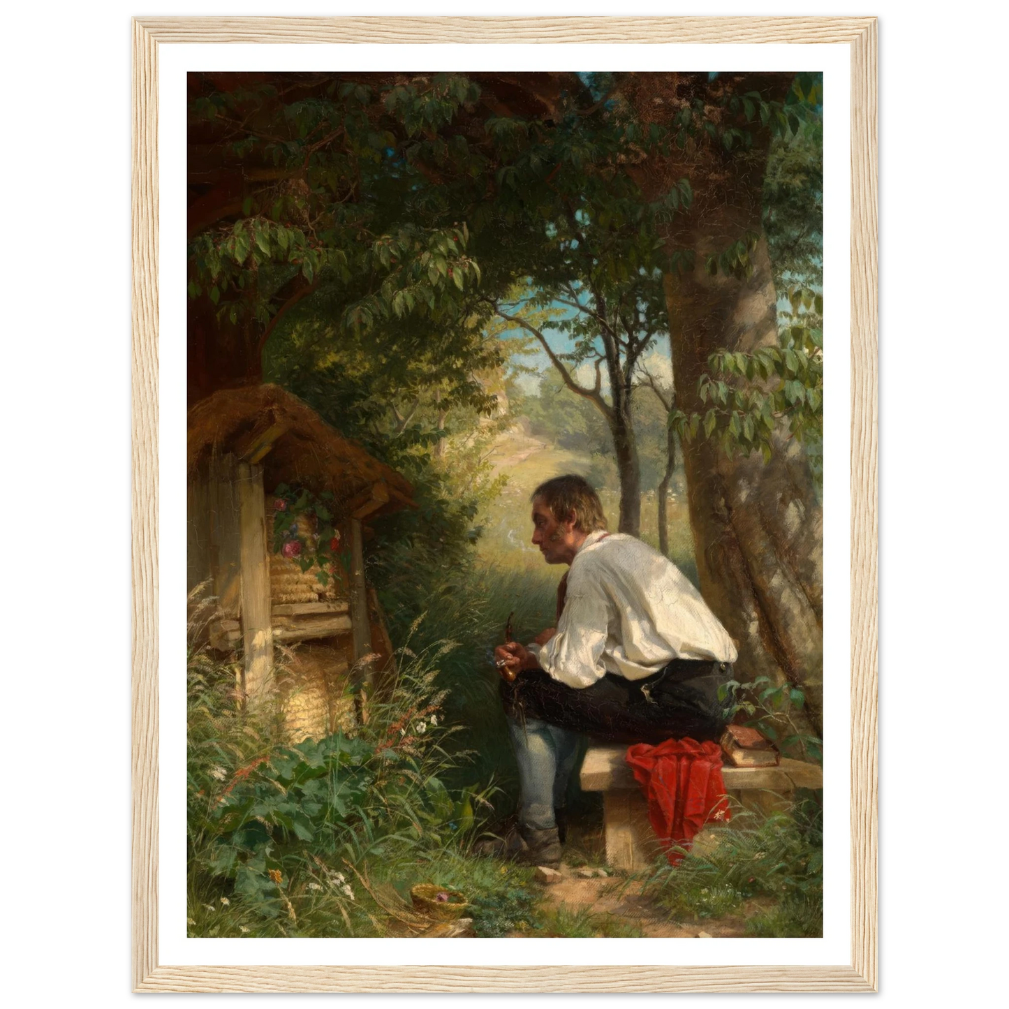 Der Bienenfreund (1863) Art Print | Hans Thoma - Framed Poster - 30x40 cm / 12x16″ - Black frame