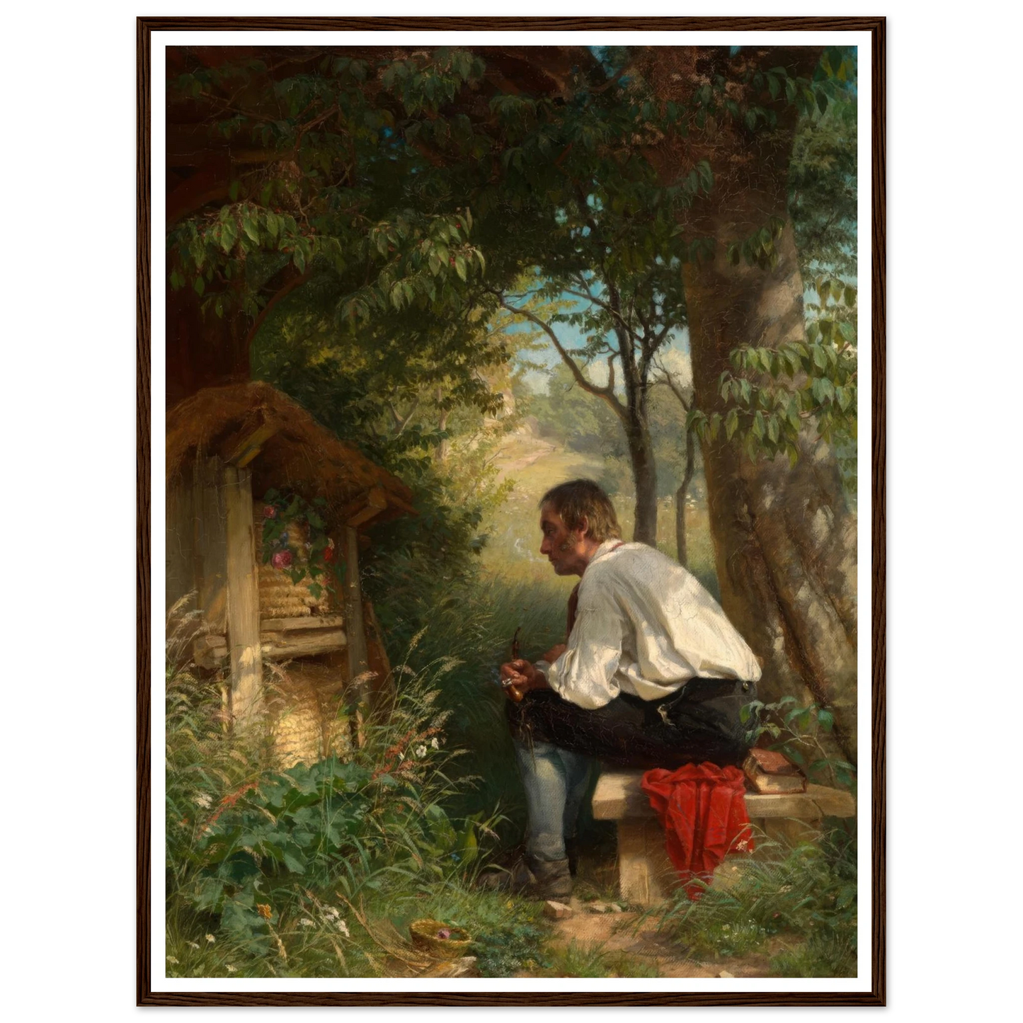 Der Bienenfreund (1863) Art Print | Hans Thoma - Framed Poster - 30x40 cm / 12x16″ - Black frame