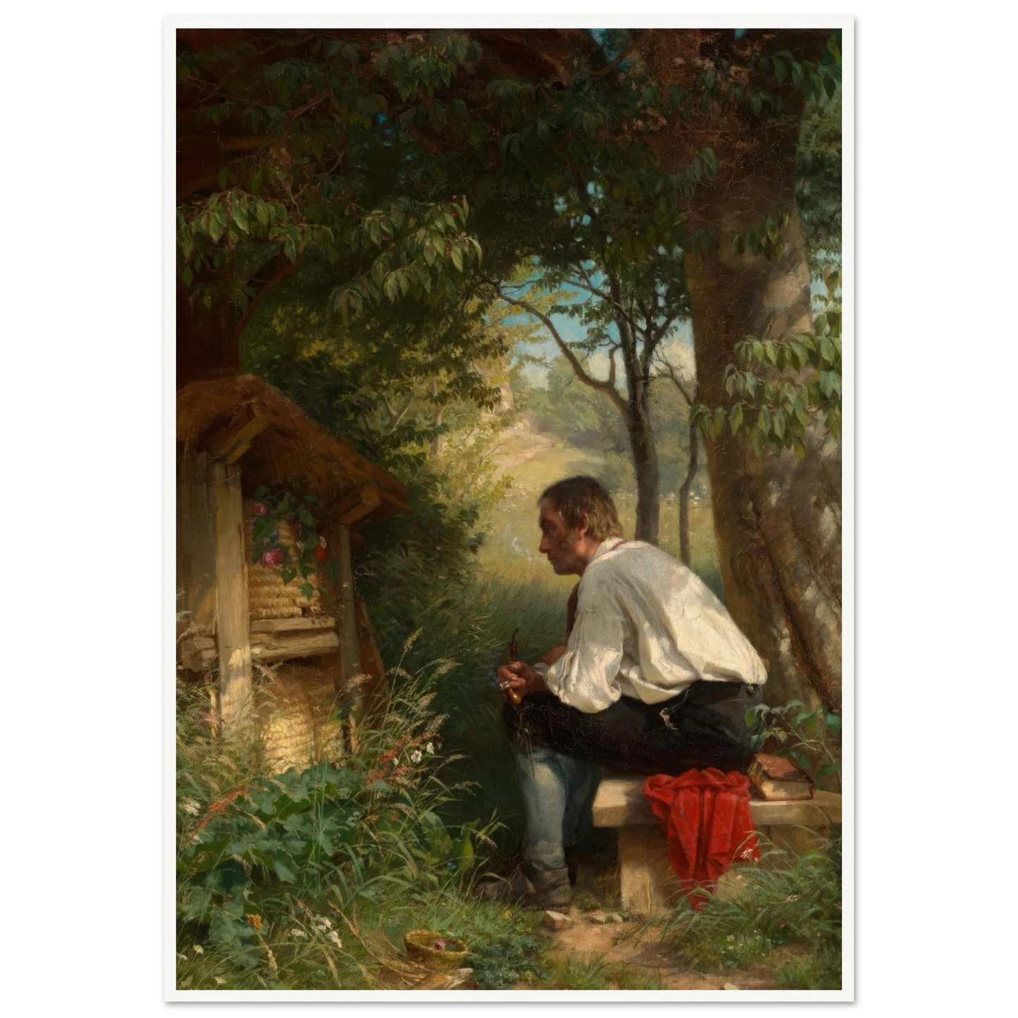 Der Bienenfreund (1863) Art Print | Hans Thoma - Framed Poster - 30x40 cm / 12x16″ - Black frame