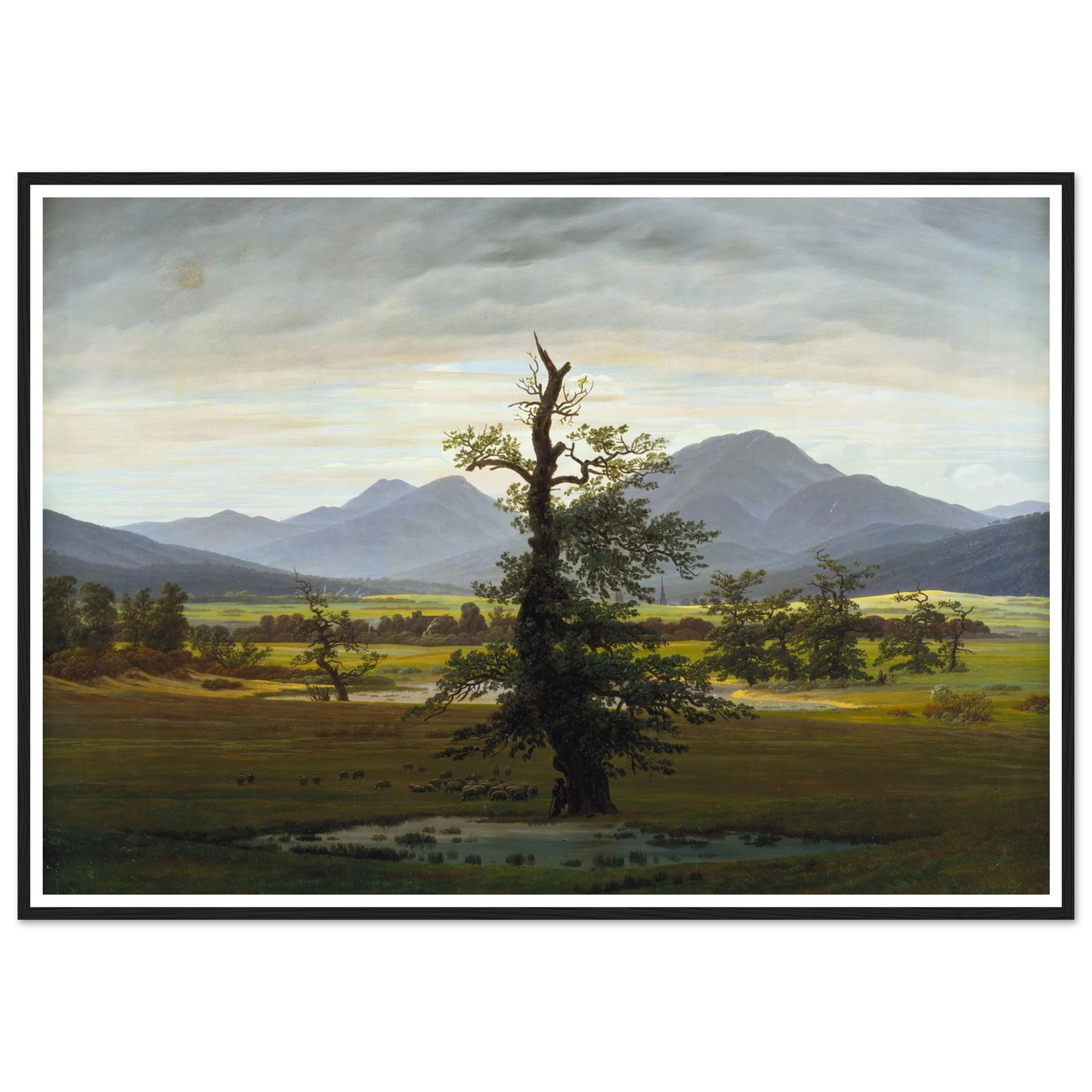 Der einsame Baum Art Print | Caspar David Friedrich - Framed Poster - 30x40 cm / 12x16″ - Black frame