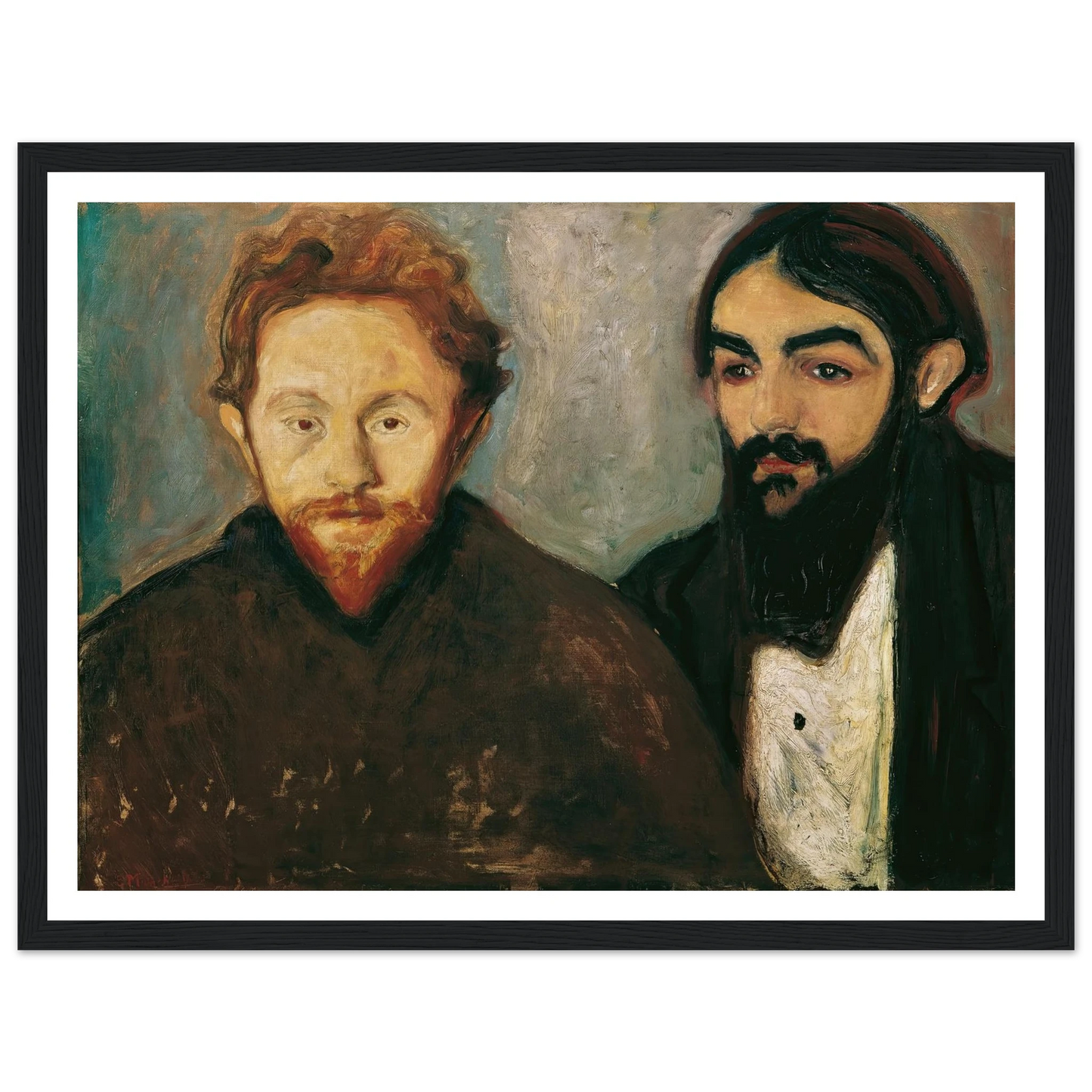 Der Maler Paul Herrmann und der Arzt Paul Contard (1897) Art Print | Edvard Munch - Framed Poster - 30x40 cm / 12x16″ - Black frame