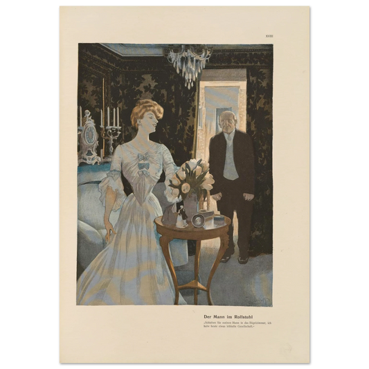 Der Mann im Rollstuhl (1908) Art Print | Ferdinand Freiherr von Reznicek - Framed Poster - 30x40 cm / 12x16″ - Black frame