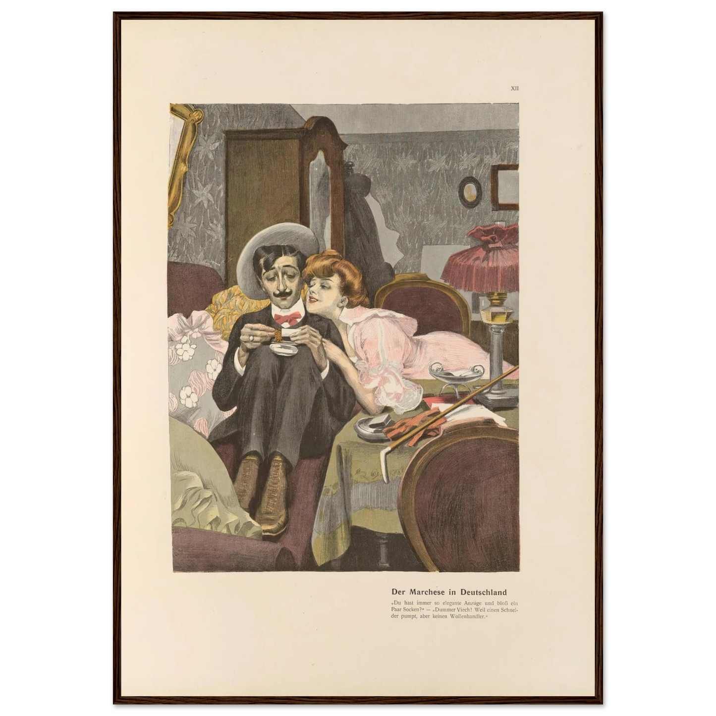 Der Marchese in Deutschland (1908) Art Print | Ferdinand Freiherr von Reznicek - Framed Poster - 30x40 cm / 12x16″ - Black frame