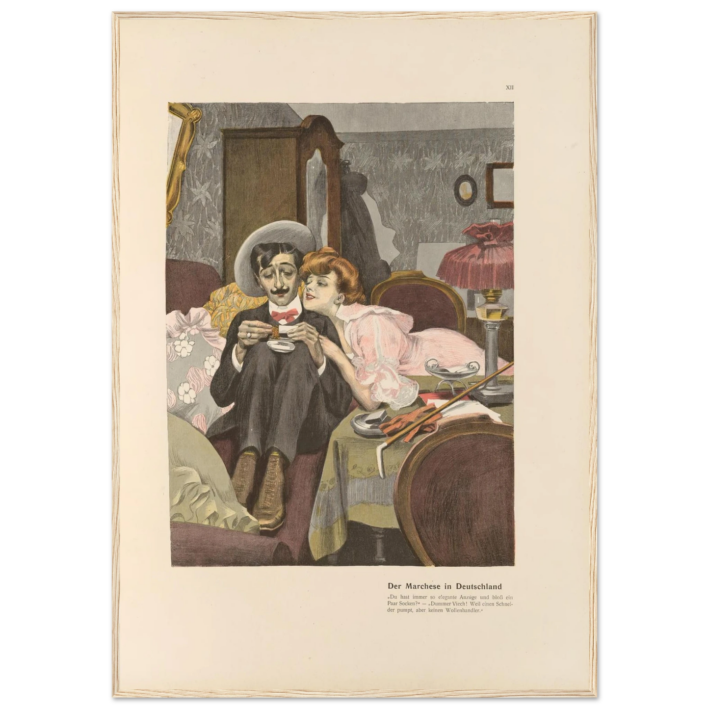 Der Marchese in Deutschland (1908) Art Print | Ferdinand Freiherr von Reznicek - Framed Poster - 30x40 cm / 12x16″ - Black frame