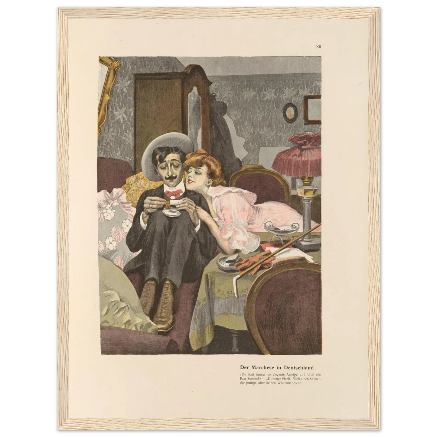 Der Marchese in Deutschland (1908) Art Print | Ferdinand Freiherr von Reznicek - Framed Poster - 30x40 cm / 12x16″ - Black frame