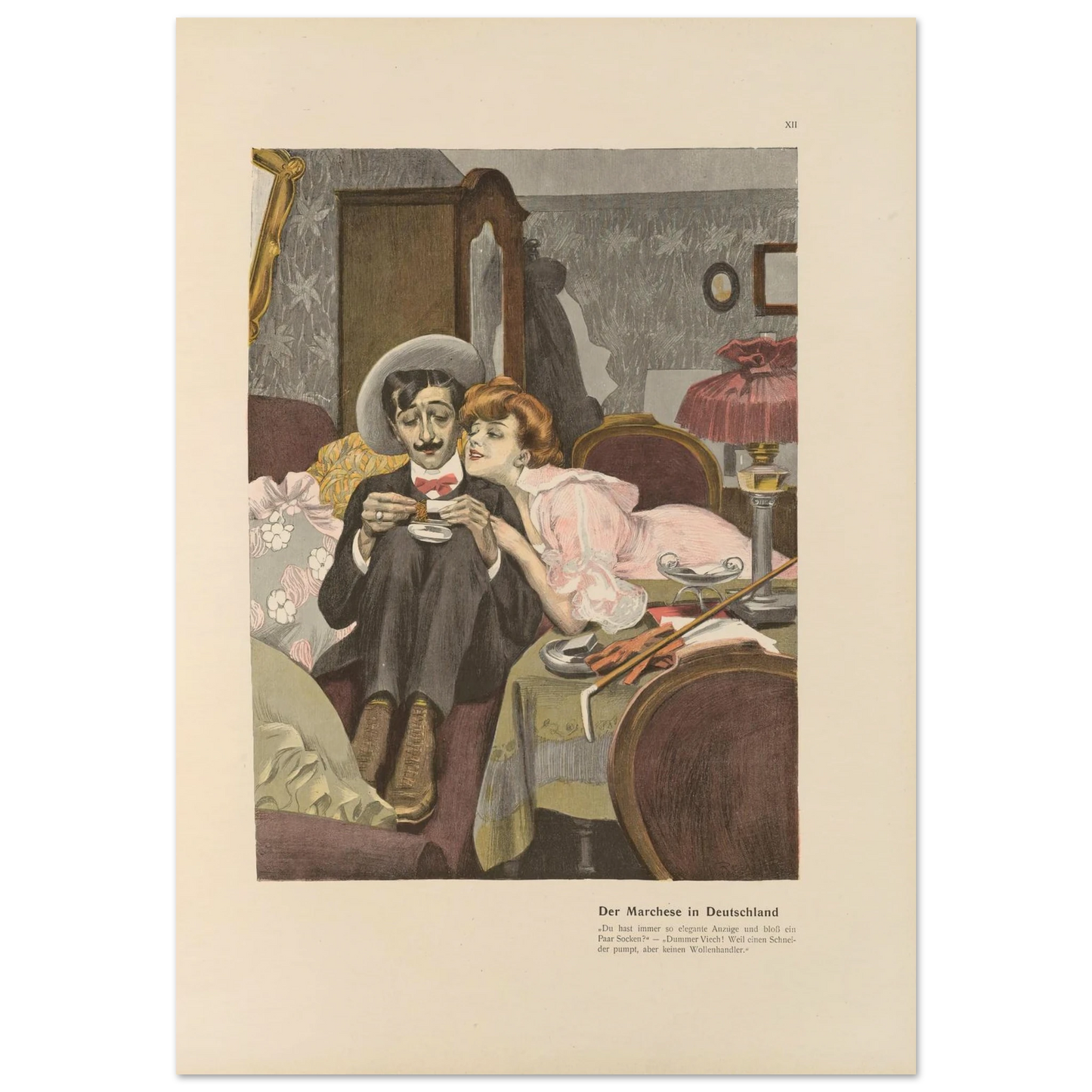 Der Marchese in Deutschland (1908) Art Print | Ferdinand Freiherr von Reznicek - Framed Poster - 30x40 cm / 12x16″ - Black frame