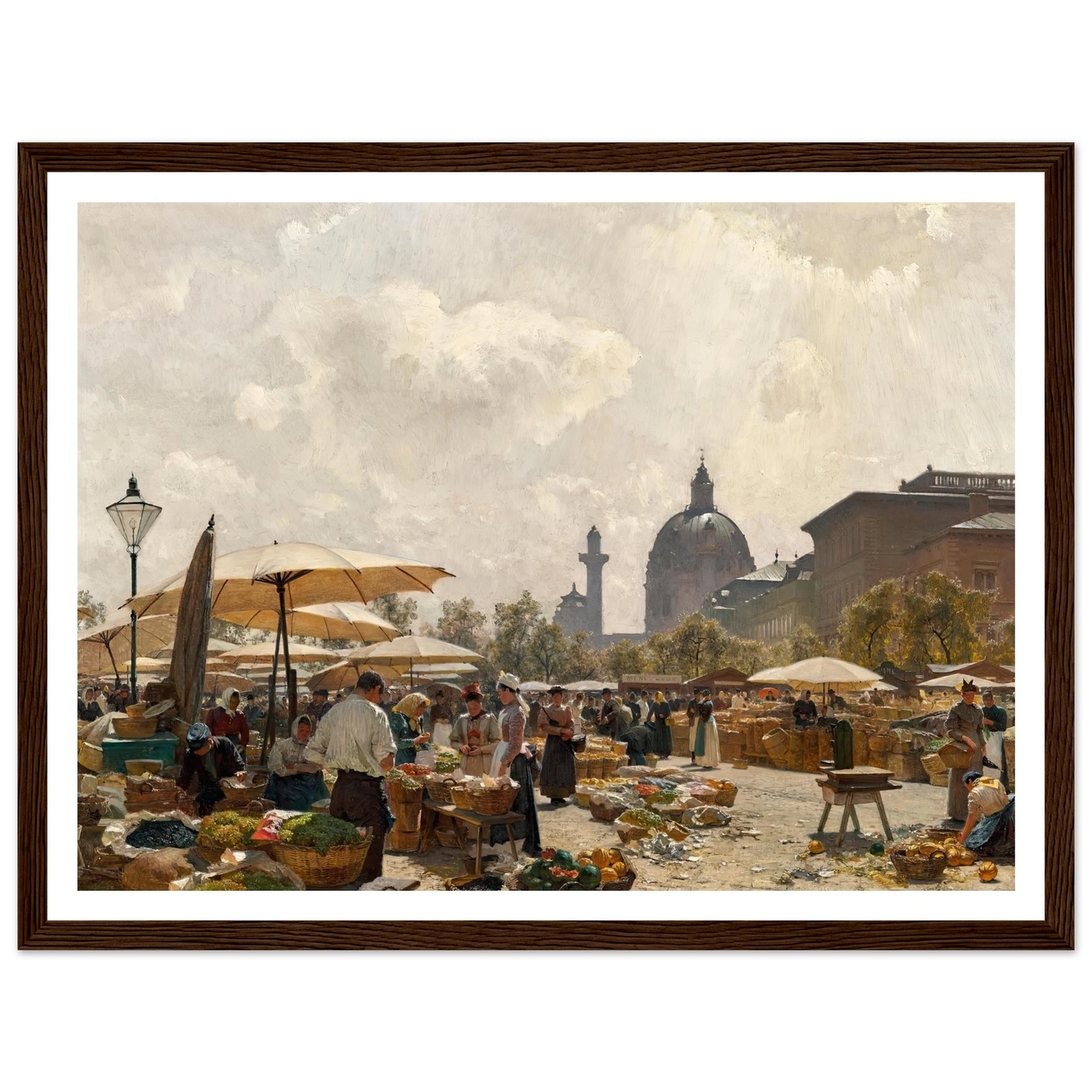 Der Naschmarkt in Wien (1894) Art Print | Carl Moll - Framed Poster - 30x40 cm / 12x16″ - Black frame
