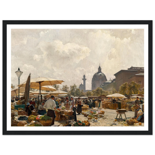 Der Naschmarkt in Wien (1894) Art Print | Carl Moll - Framed Poster - 30x40 cm / 12x16″ - Black frame
