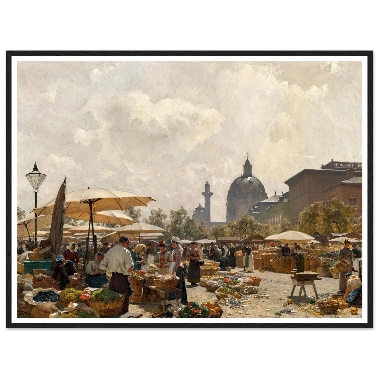 Der Naschmarkt in Wien (1894) Art Print | Carl Moll - Framed Poster - 30x40 cm / 12x16″ - Black frame