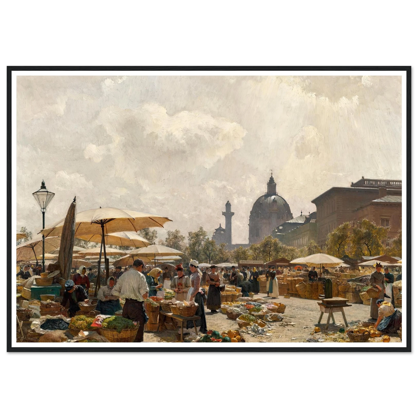 Der Naschmarkt in Wien (1894) Art Print | Carl Moll - Framed Poster - 30x40 cm / 12x16″ - Black frame