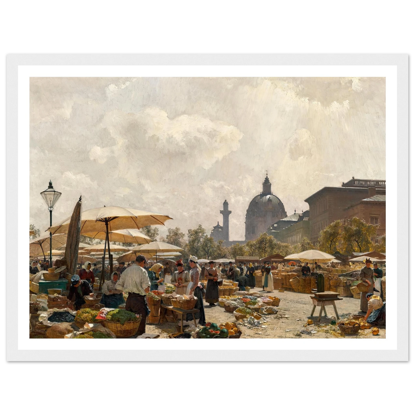 Der Naschmarkt in Wien (1894) Art Print | Carl Moll - Framed Poster - 30x40 cm / 12x16″ - Black frame