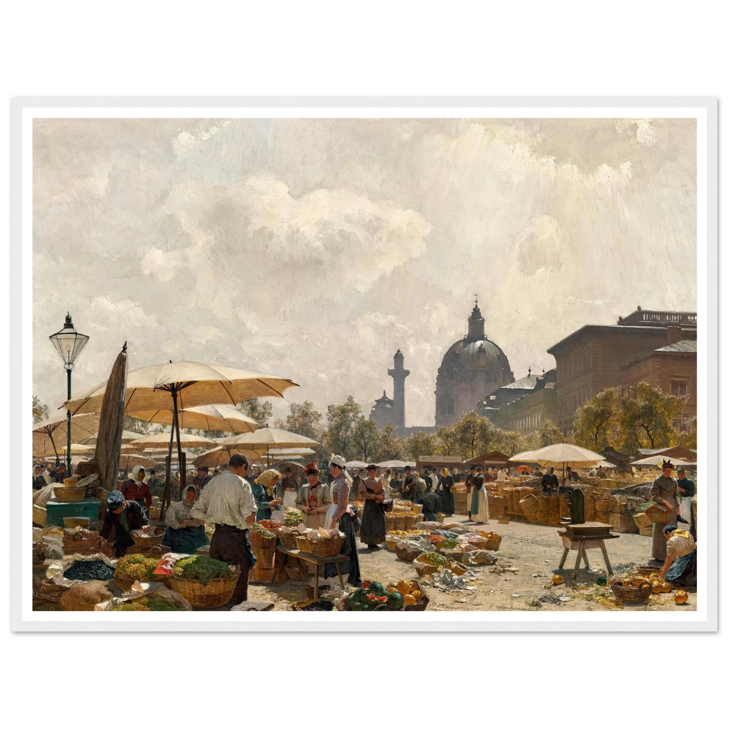Der Naschmarkt in Wien (1894) Art Print | Carl Moll - Framed Poster - 30x40 cm / 12x16″ - Black frame