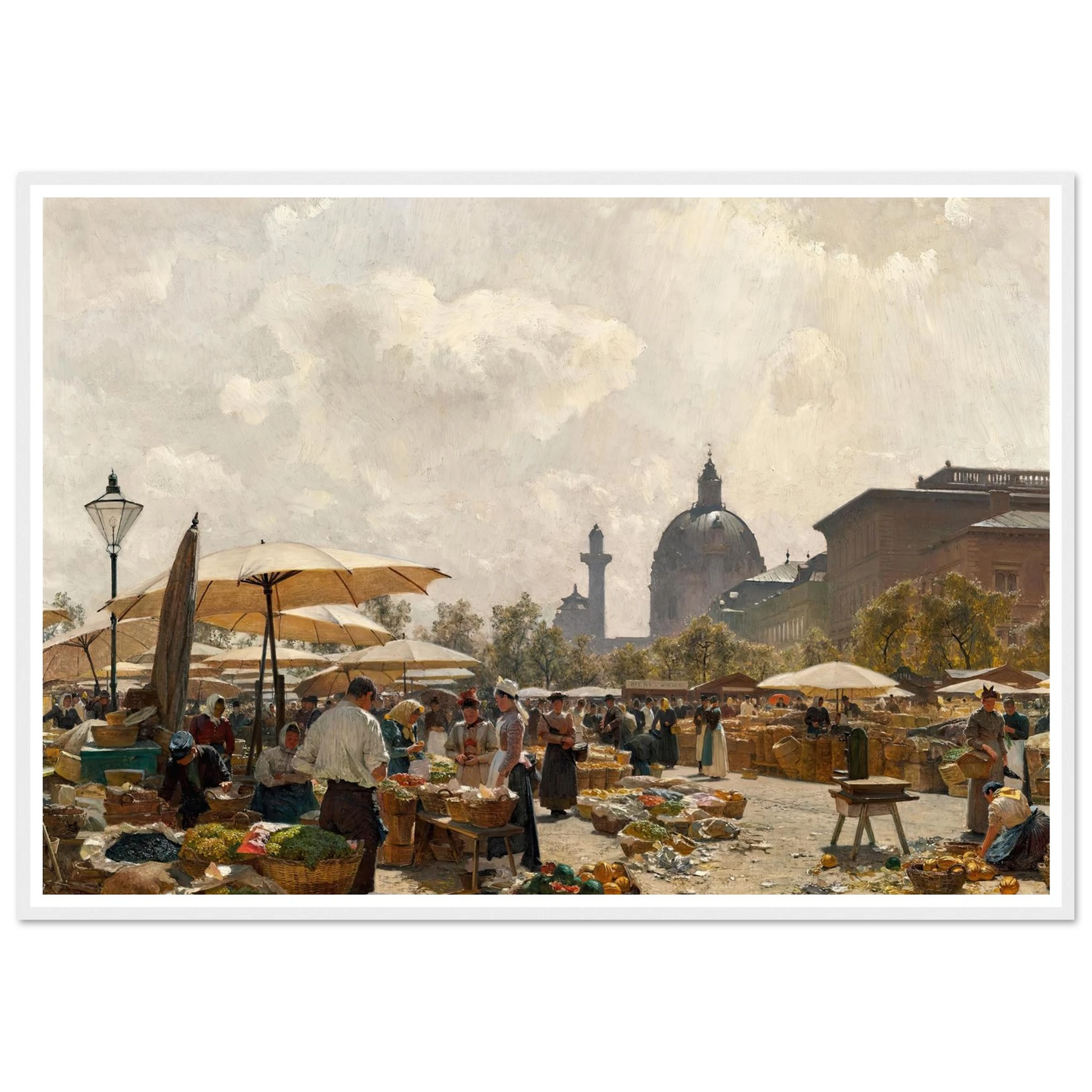 Der Naschmarkt in Wien (1894) Art Print | Carl Moll - Framed Poster - 30x40 cm / 12x16″ - Black frame