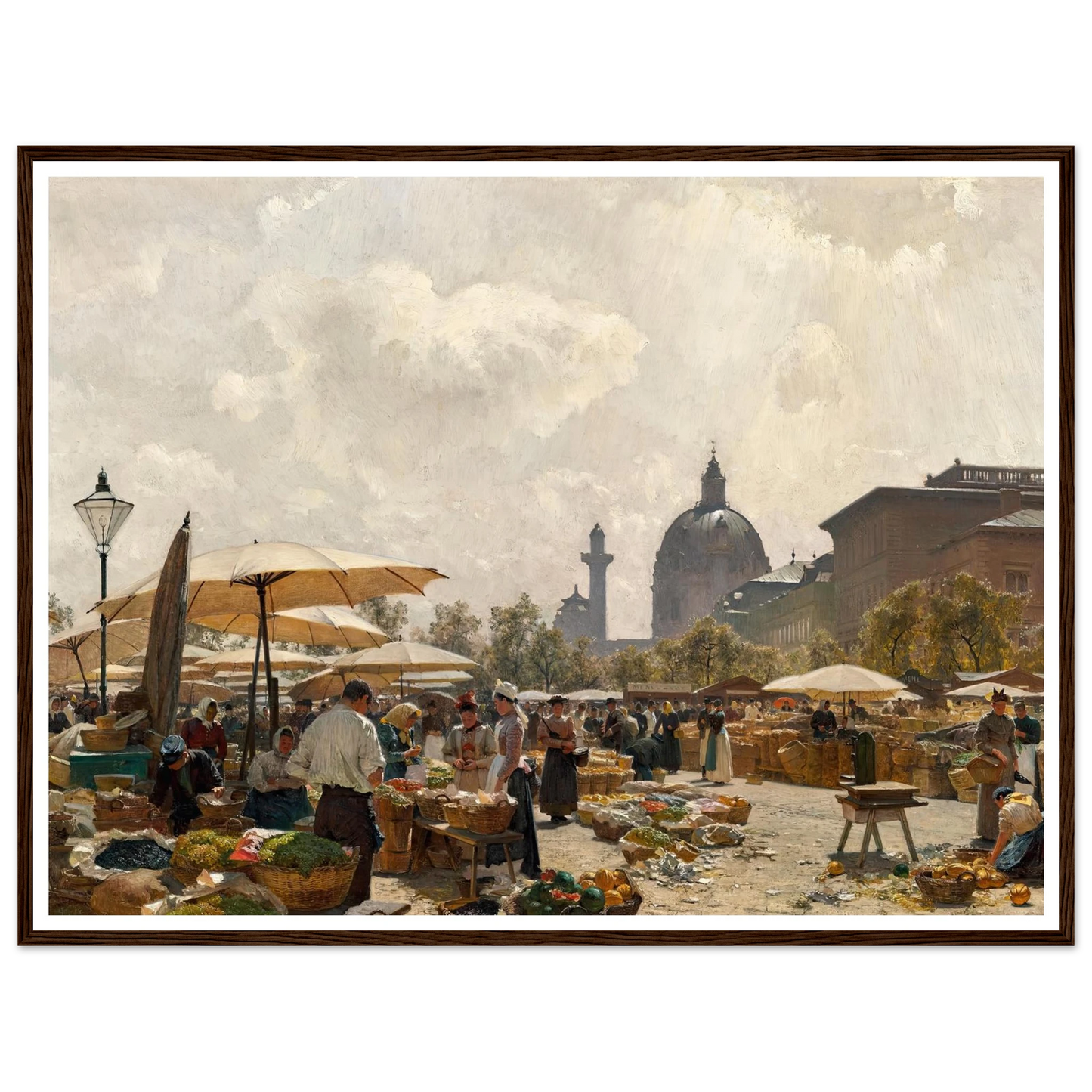 Der Naschmarkt in Wien (1894) Art Print | Carl Moll - Framed Poster - 30x40 cm / 12x16″ - Black frame