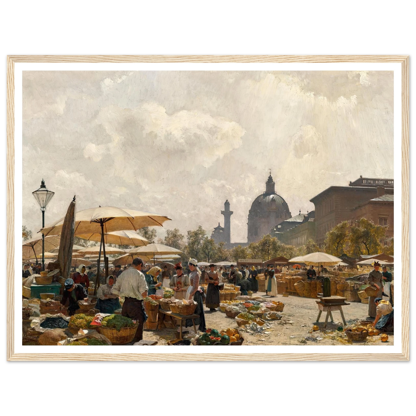 Der Naschmarkt in Wien (1894) Art Print | Carl Moll - Framed Poster - 30x40 cm / 12x16″ - Black frame