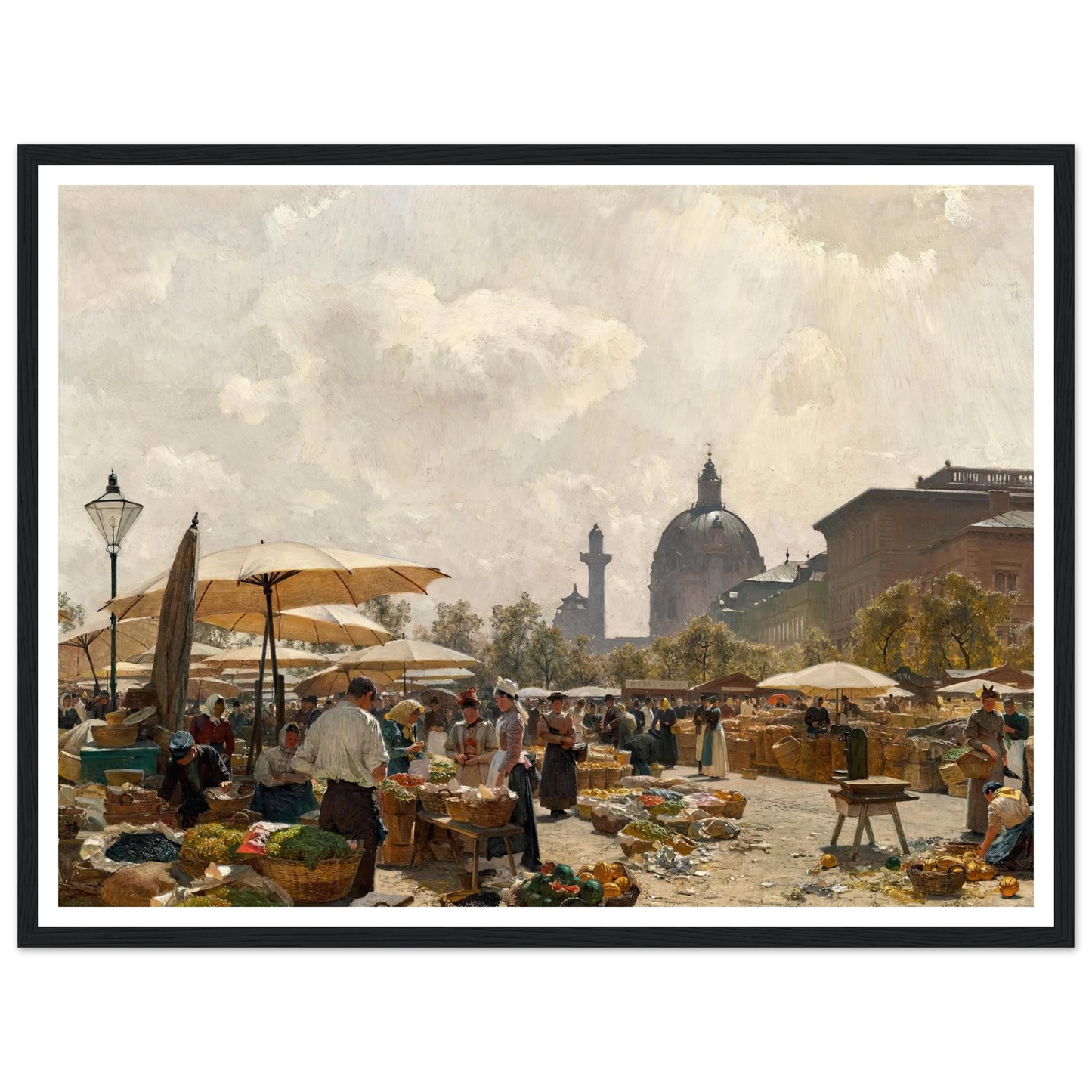 Der Naschmarkt in Wien (1894) Art Print | Carl Moll - Framed Poster - 30x40 cm / 12x16″ - Black frame