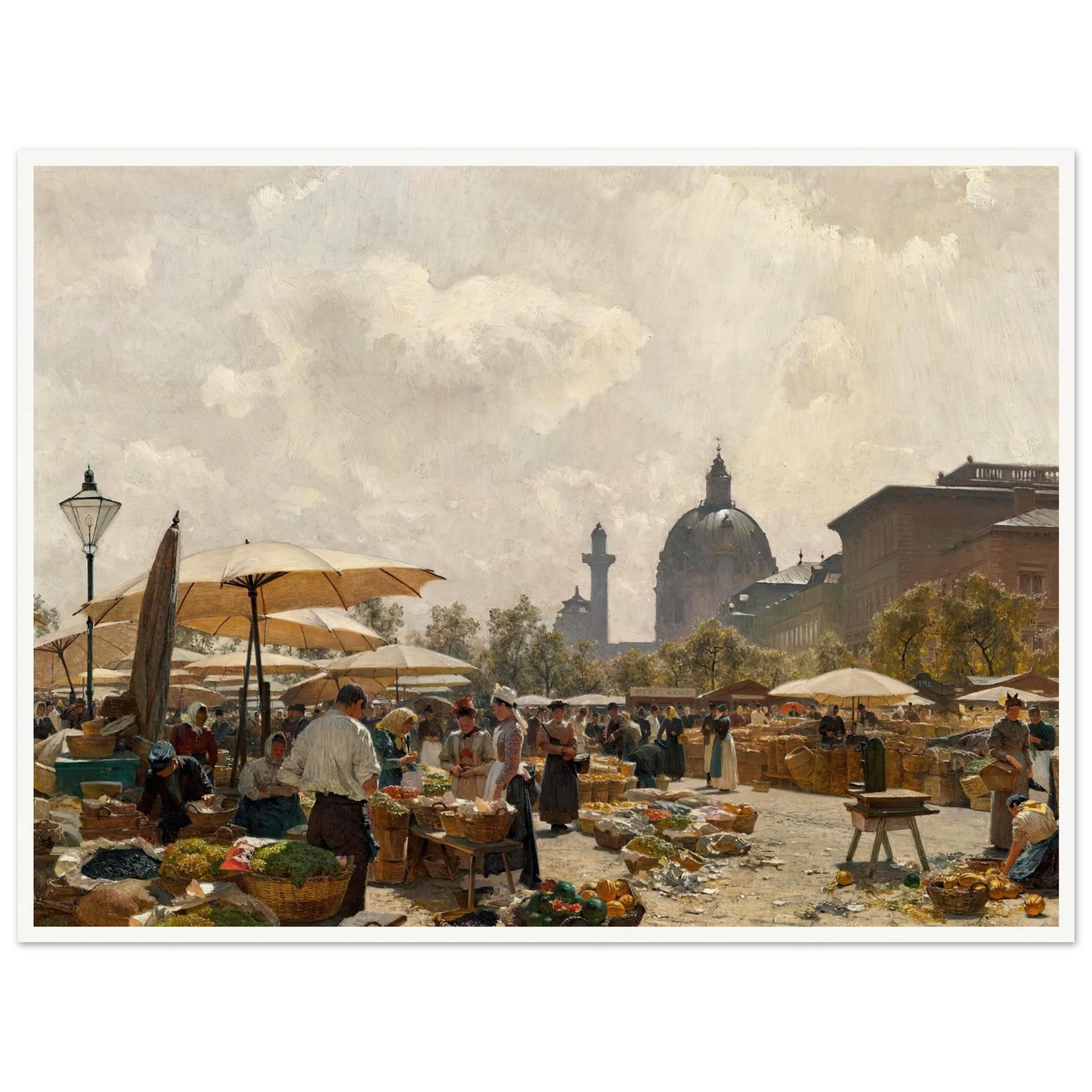 Der Naschmarkt in Wien (1894) Art Print | Carl Moll - Framed Poster - 30x40 cm / 12x16″ - Black frame
