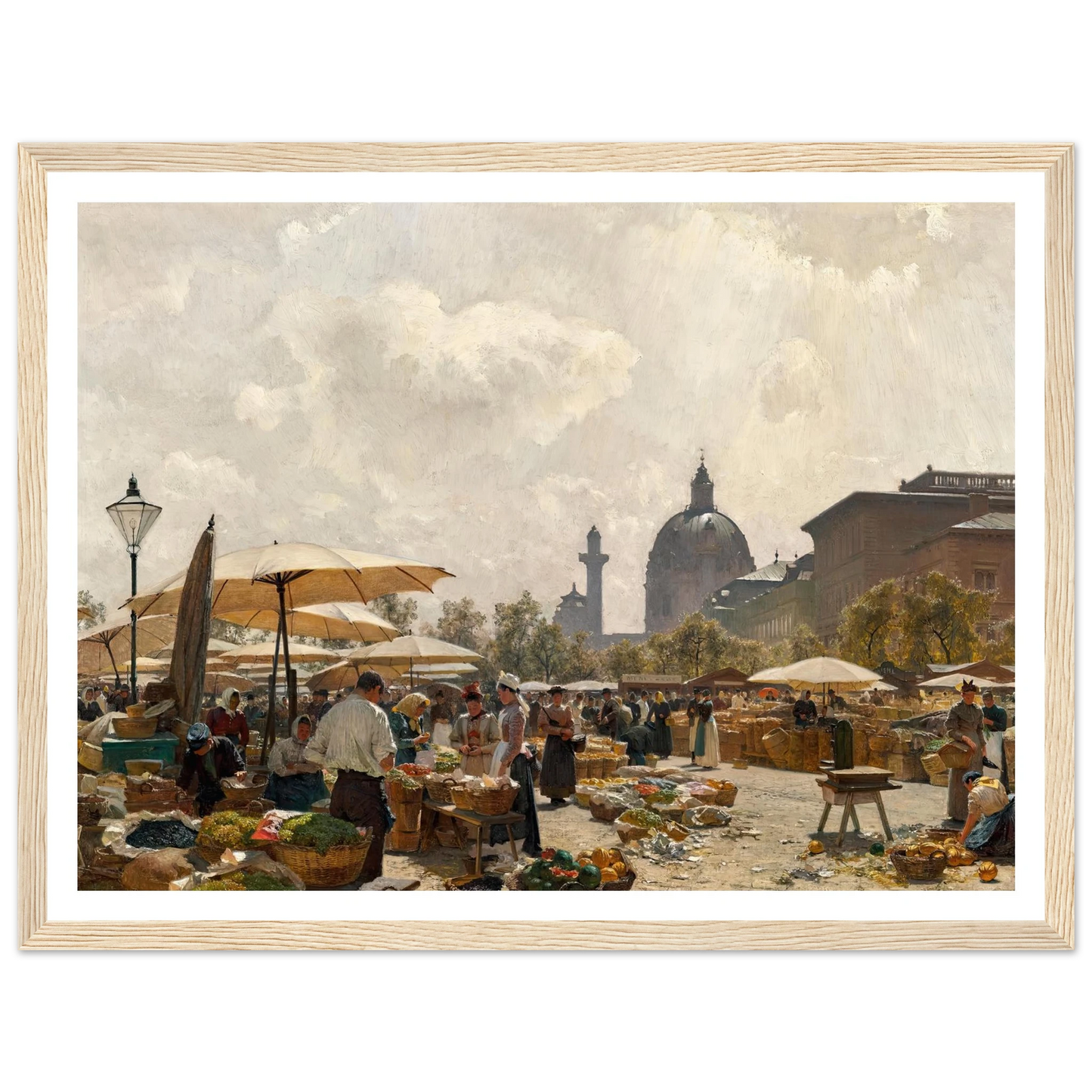 Der Naschmarkt in Wien (1894) Art Print | Carl Moll - Framed Poster - 30x40 cm / 12x16″ - Black frame