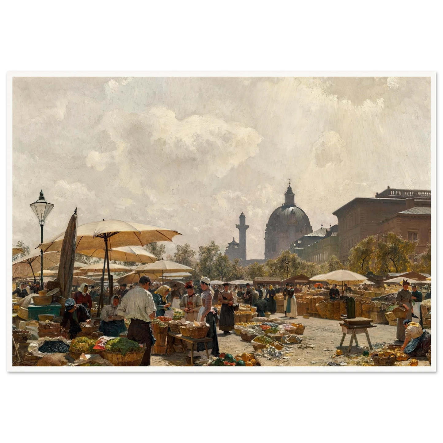 Der Naschmarkt in Wien (1894) Art Print | Carl Moll - Framed Poster - 30x40 cm / 12x16″ - Black frame