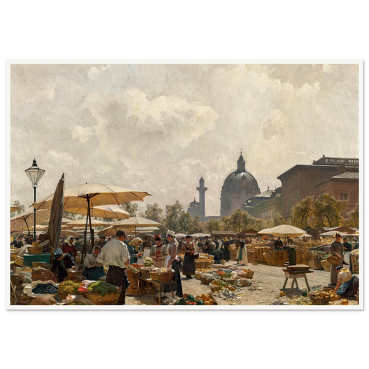 Der Naschmarkt in Wien (1894) Art Print | Carl Moll - Framed Poster - 30x40 cm / 12x16″ - Black frame