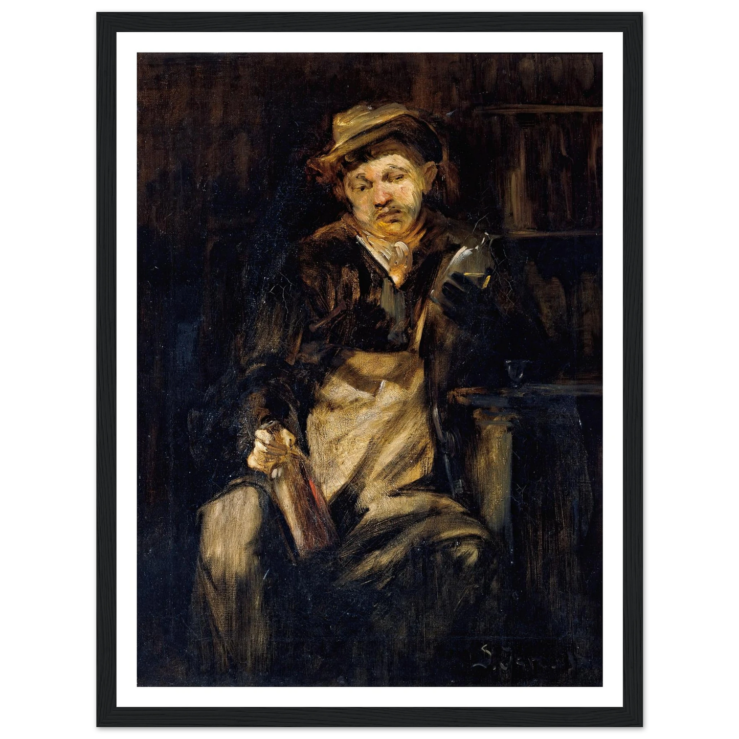 Der Trinker Art Print | Jozef Israels - Framed Poster - 30x40 cm / 12x16″ - Black frame