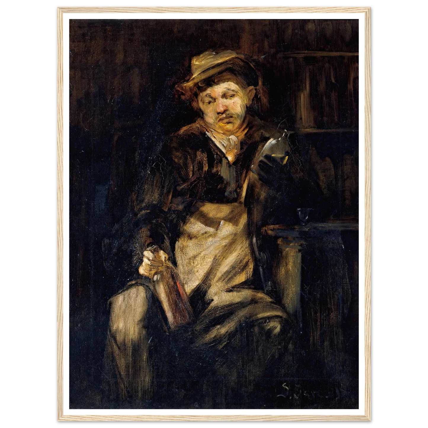 Der Trinker Art Print | Jozef Israels - Framed Poster - 30x40 cm / 12x16″ - Black frame