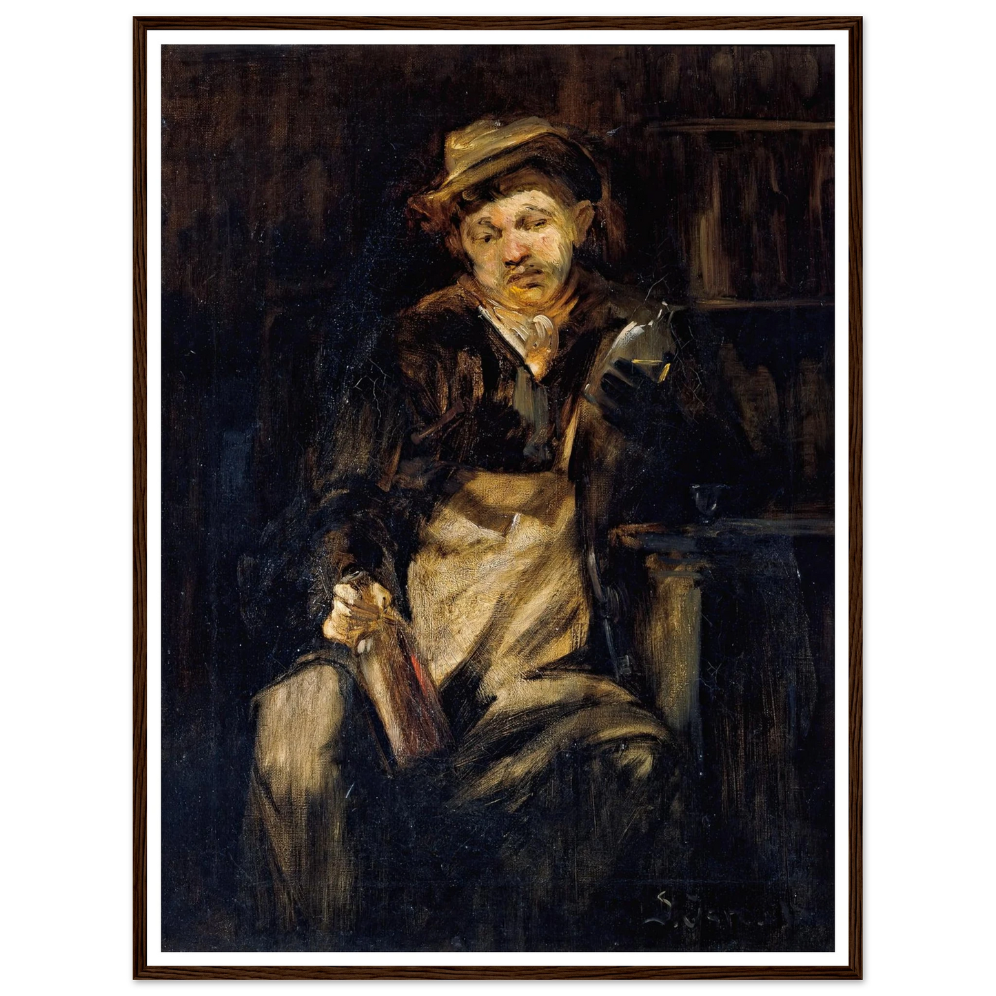 Der Trinker Art Print | Jozef Israels - Framed Poster - 30x40 cm / 12x16″ - Black frame