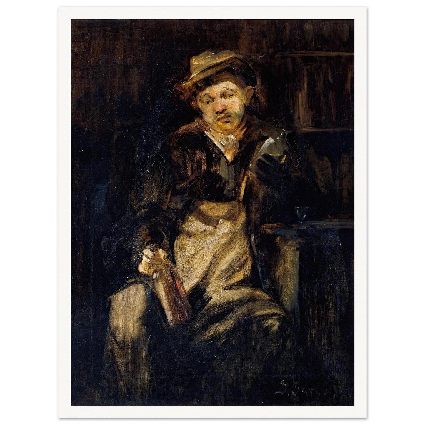 Der Trinker Art Print | Jozef Israels - Framed Poster - 30x40 cm / 12x16″ - Black frame