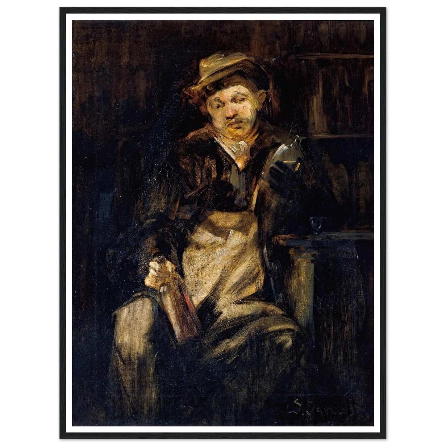 Der Trinker Art Print | Jozef Israels - Framed Poster - 30x40 cm / 12x16″ - Black frame