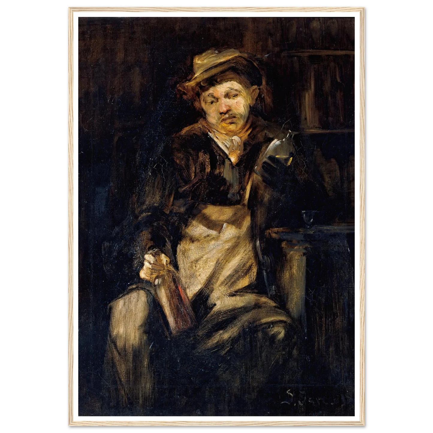 Der Trinker Art Print | Jozef Israels - Framed Poster - 30x40 cm / 12x16″ - Black frame