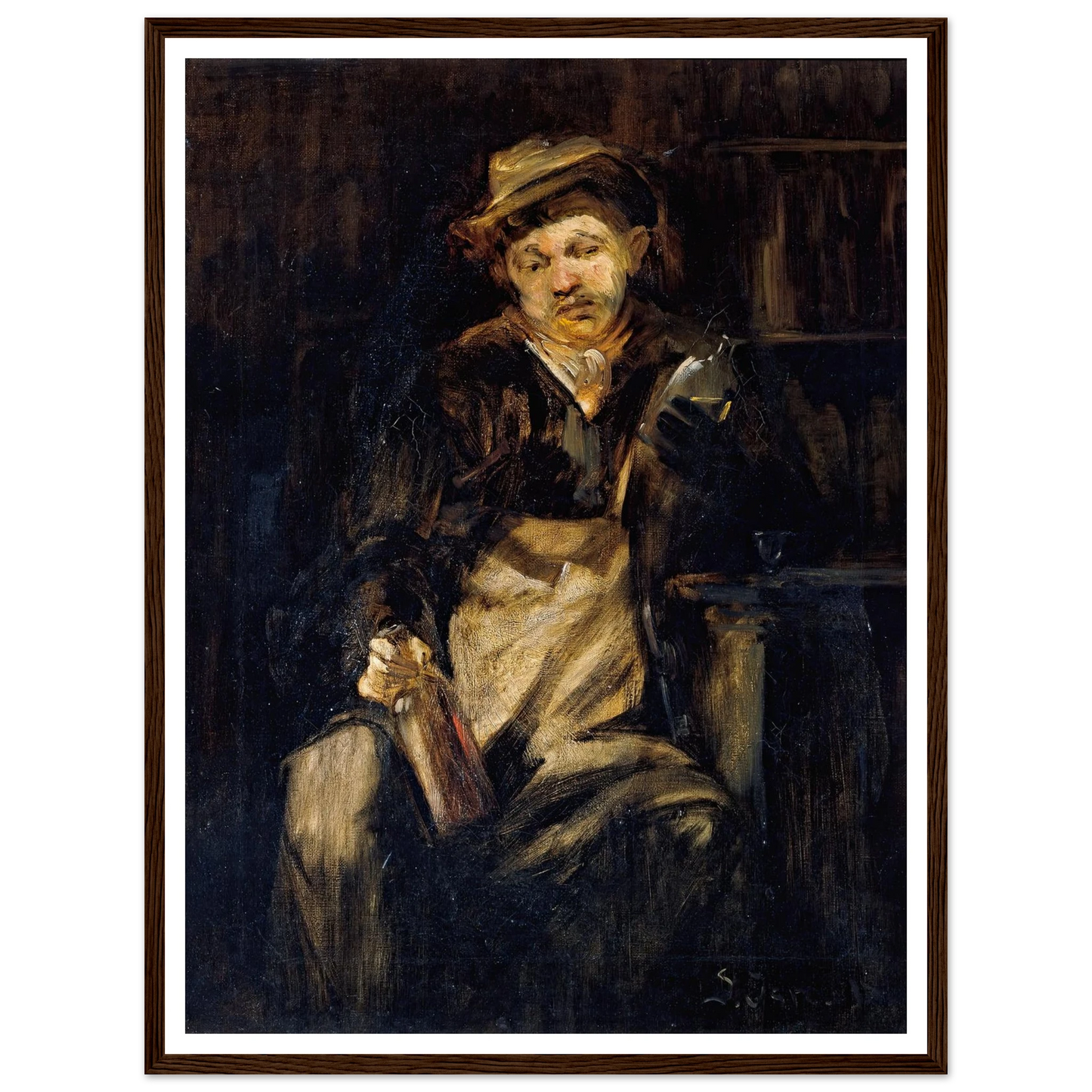 Der Trinker Art Print | Jozef Israels - Framed Poster - 30x40 cm / 12x16″ - Black frame
