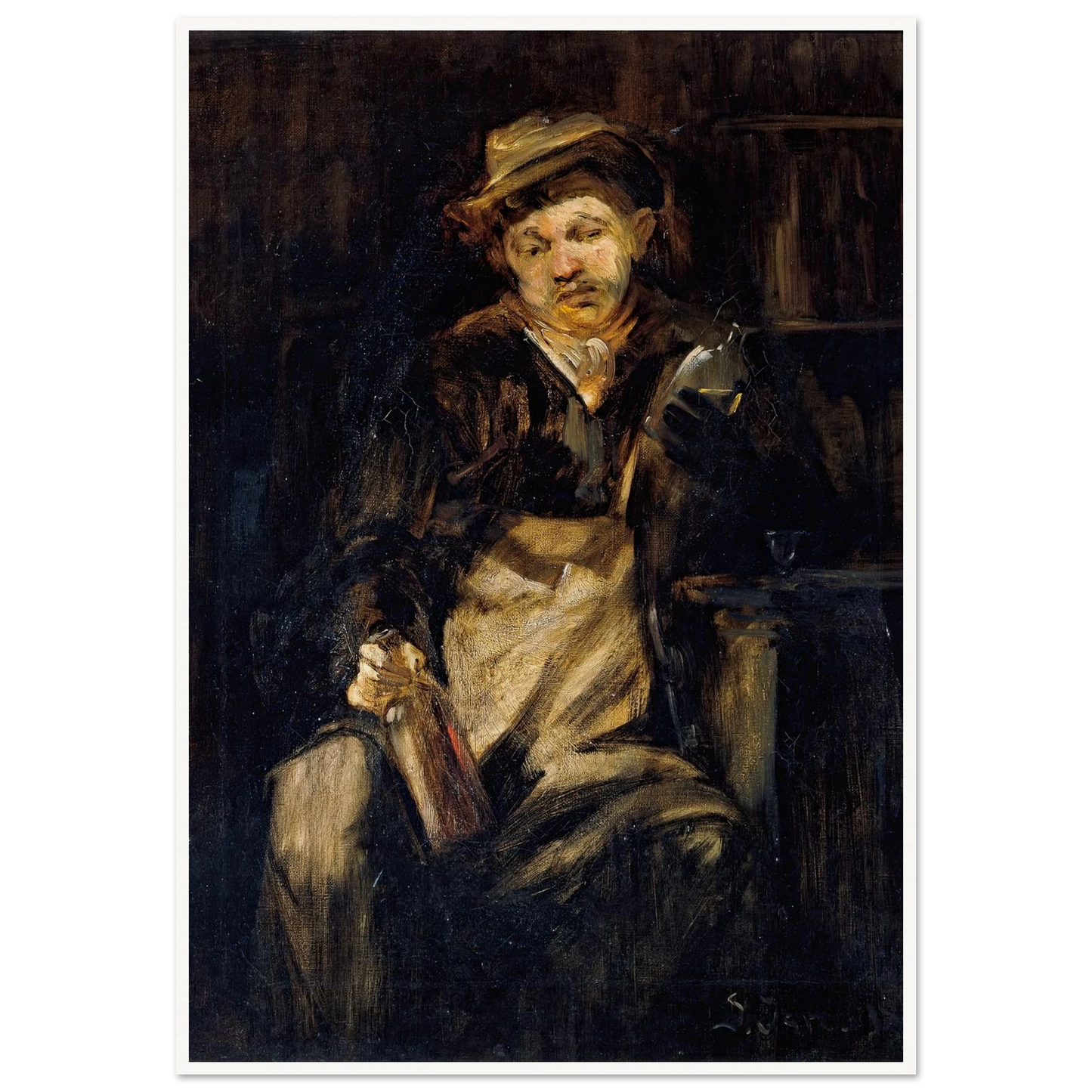 Der Trinker Art Print | Jozef Israels - Framed Poster - 30x40 cm / 12x16″ - Black frame