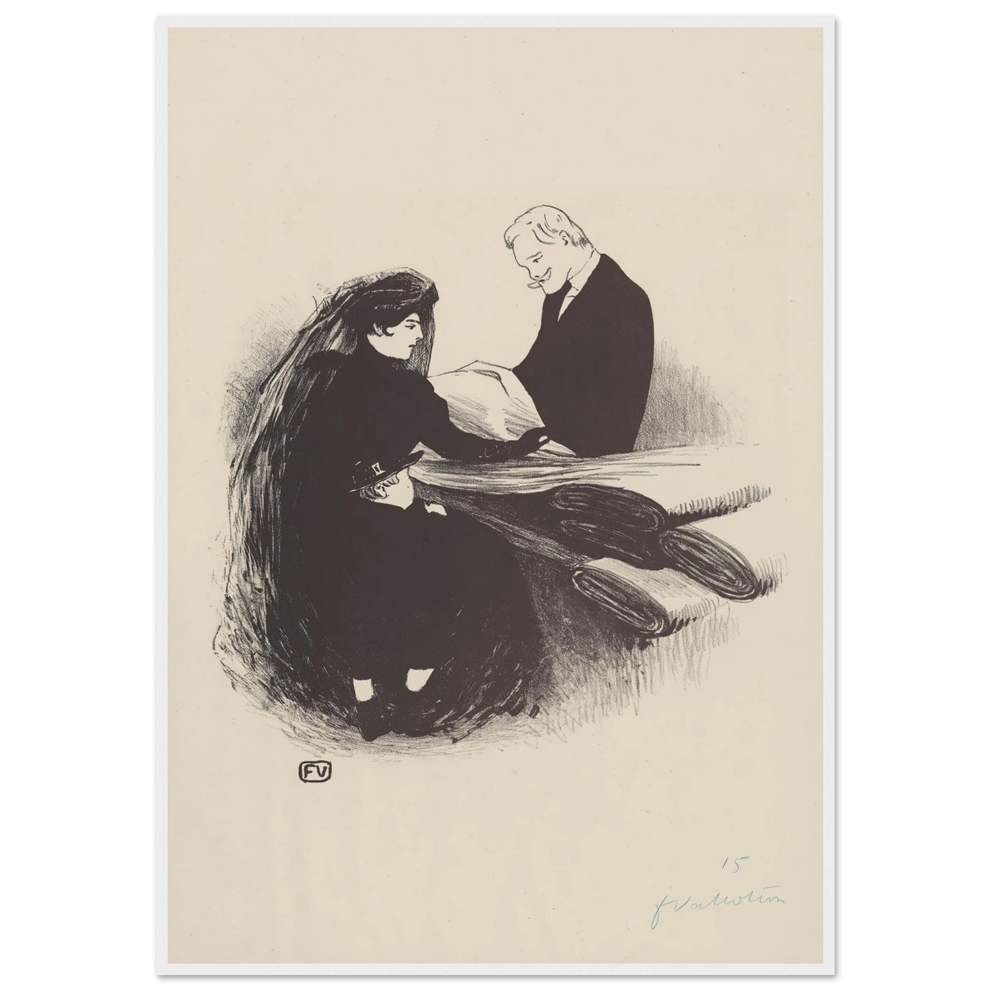 Dernière Nouveauté (1893) Art Print | Felix Vallotton - Framed Poster - 30x40 cm / 12x16″ - Black frame