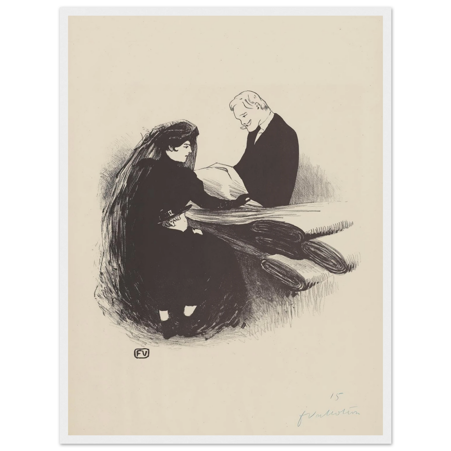 Dernière Nouveauté (1893) Art Print | Felix Vallotton - Framed Poster - 30x40 cm / 12x16″ - Black frame