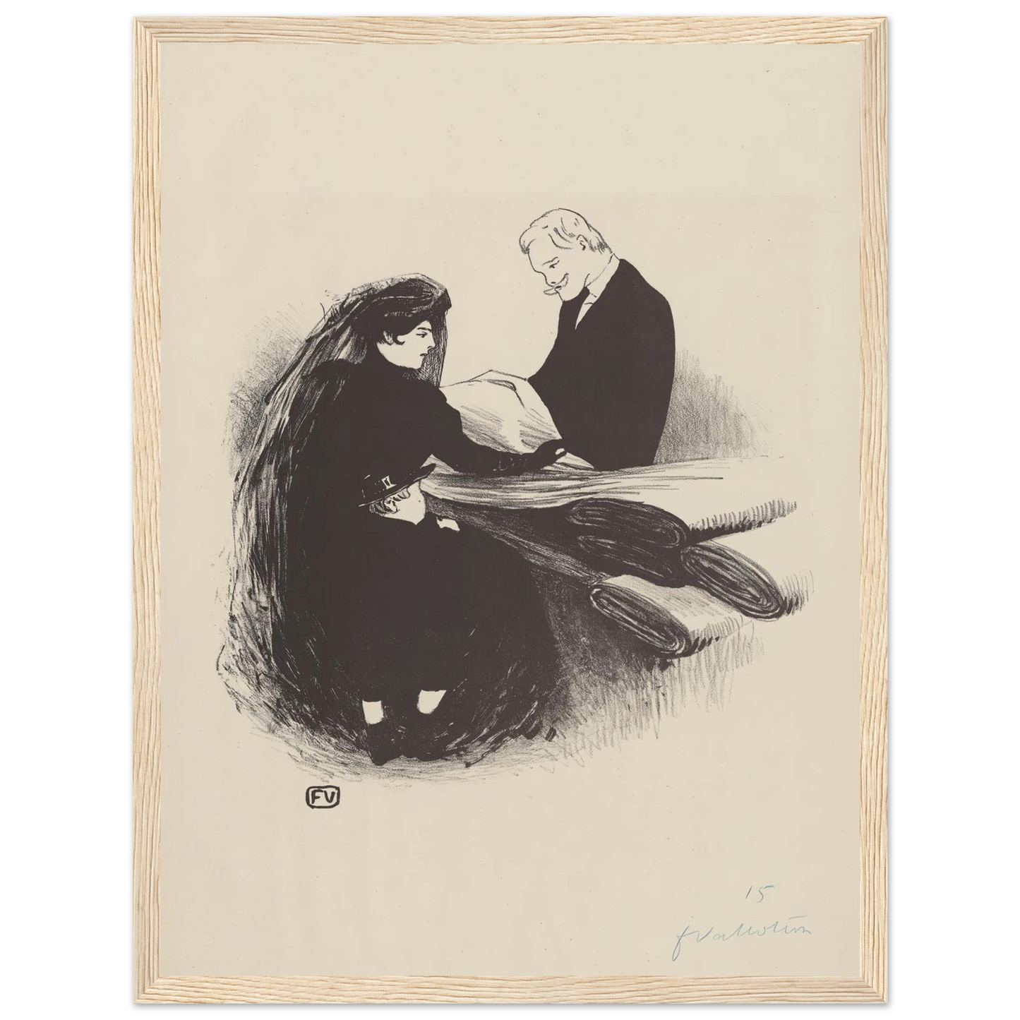 Dernière Nouveauté (1893) Art Print | Felix Vallotton - Framed Poster - 30x40 cm / 12x16″ - Black frame