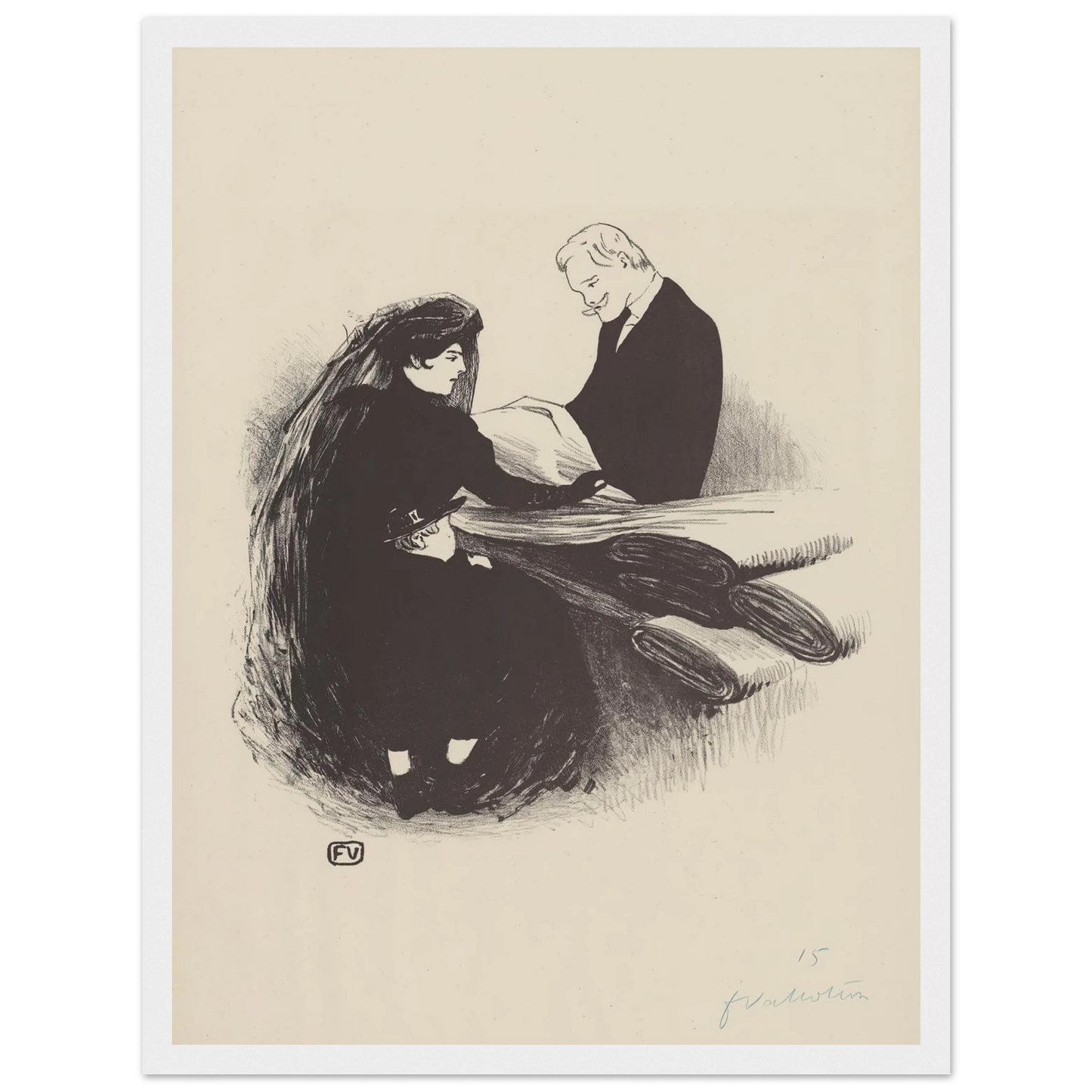 Dernière Nouveauté (1893) Art Print | Felix Vallotton - Framed Poster - 30x40 cm / 12x16″ - Black frame