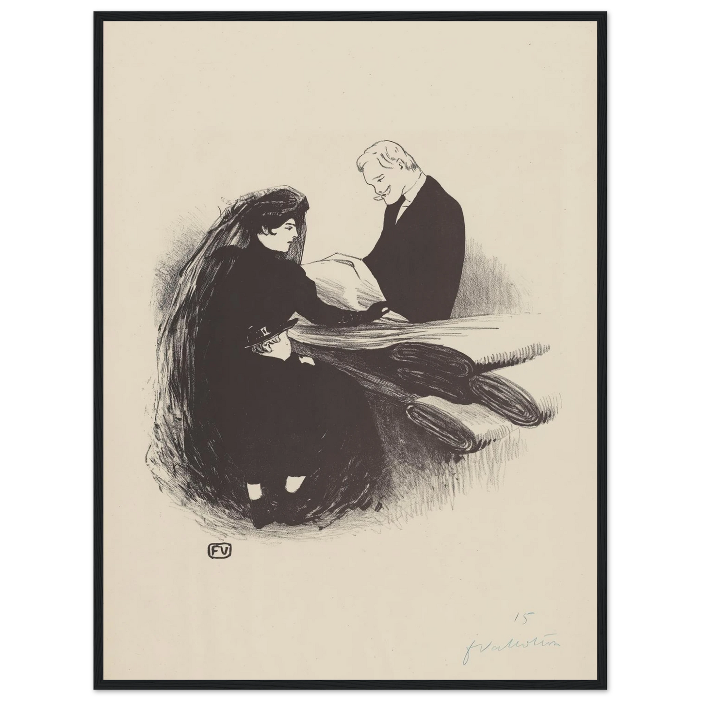 Dernière Nouveauté (1893) Art Print | Felix Vallotton - Framed Poster - 30x40 cm / 12x16″ - Black frame
