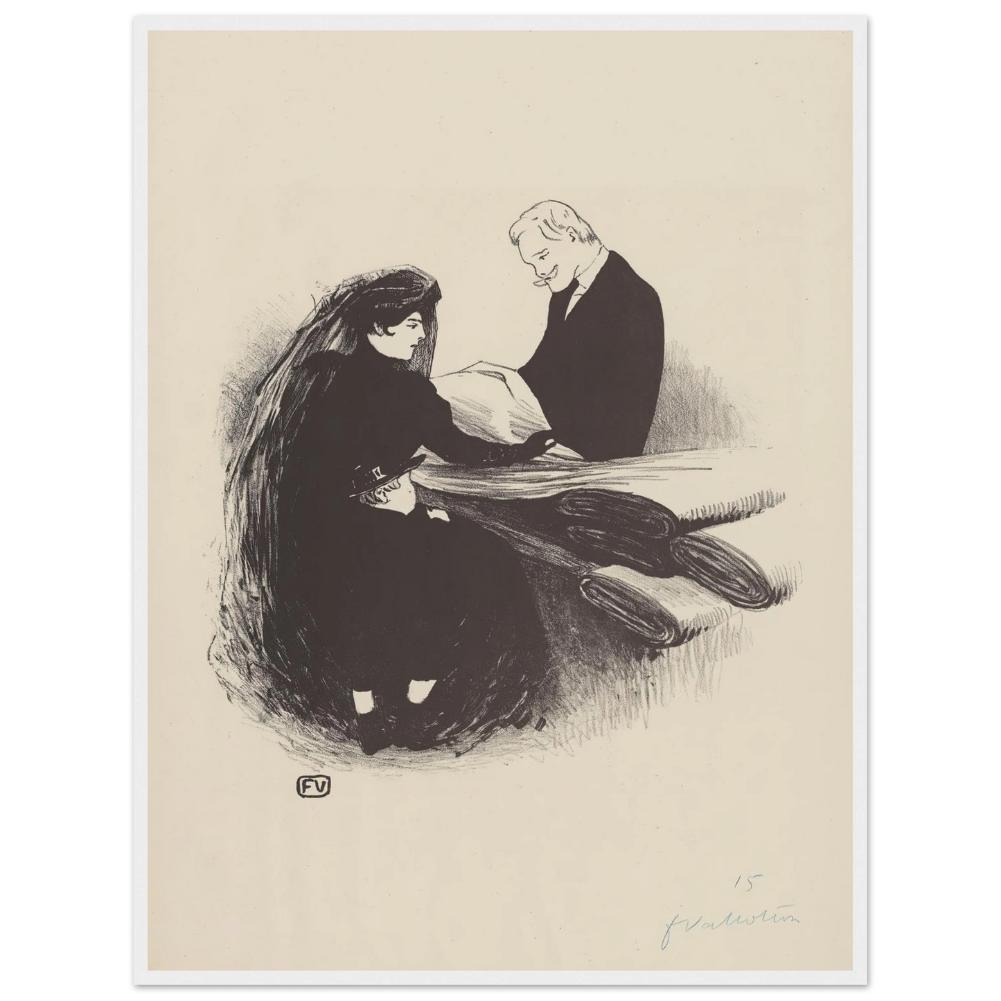 Dernière Nouveauté (1893) Art Print | Felix Vallotton - Framed Poster - 30x40 cm / 12x16″ - Black frame