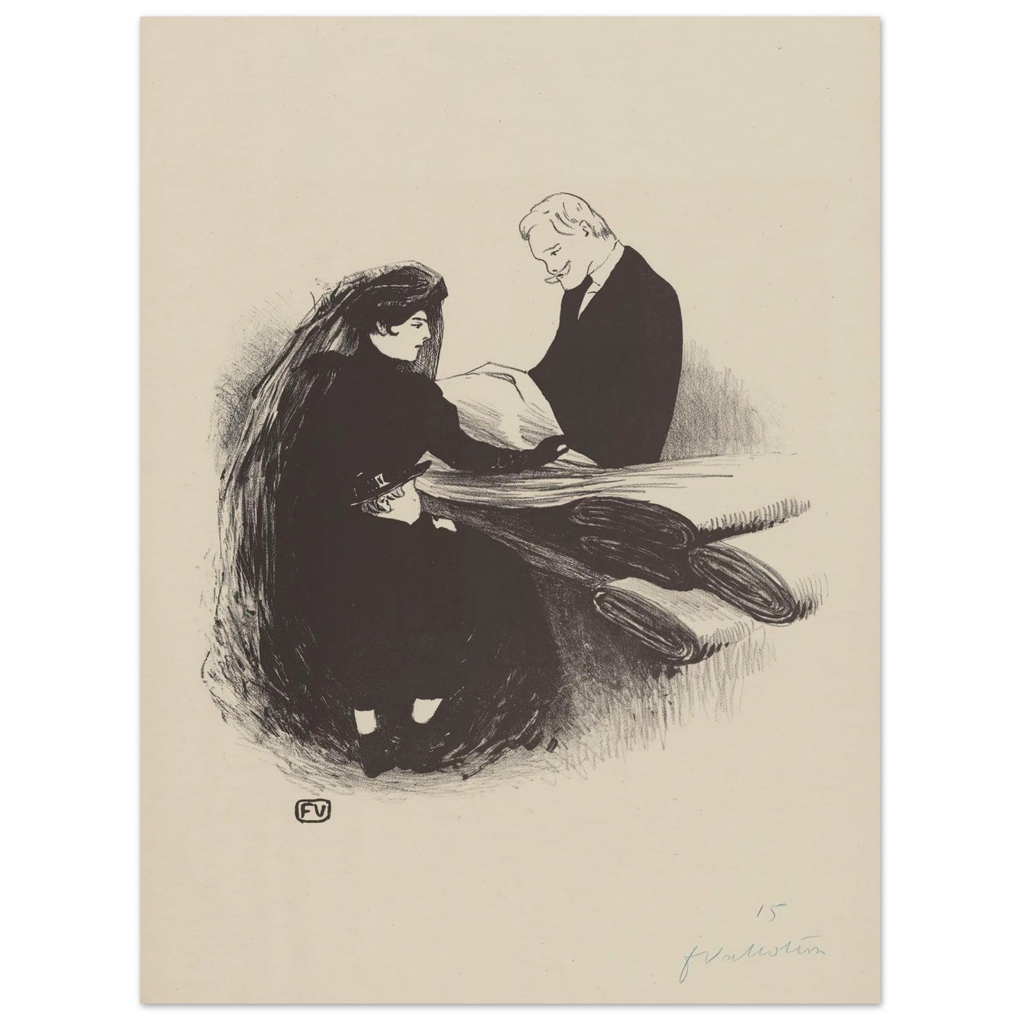 Dernière Nouveauté (1893) Art Print | Felix Vallotton - Framed Poster - 30x40 cm / 12x16″ - Black frame