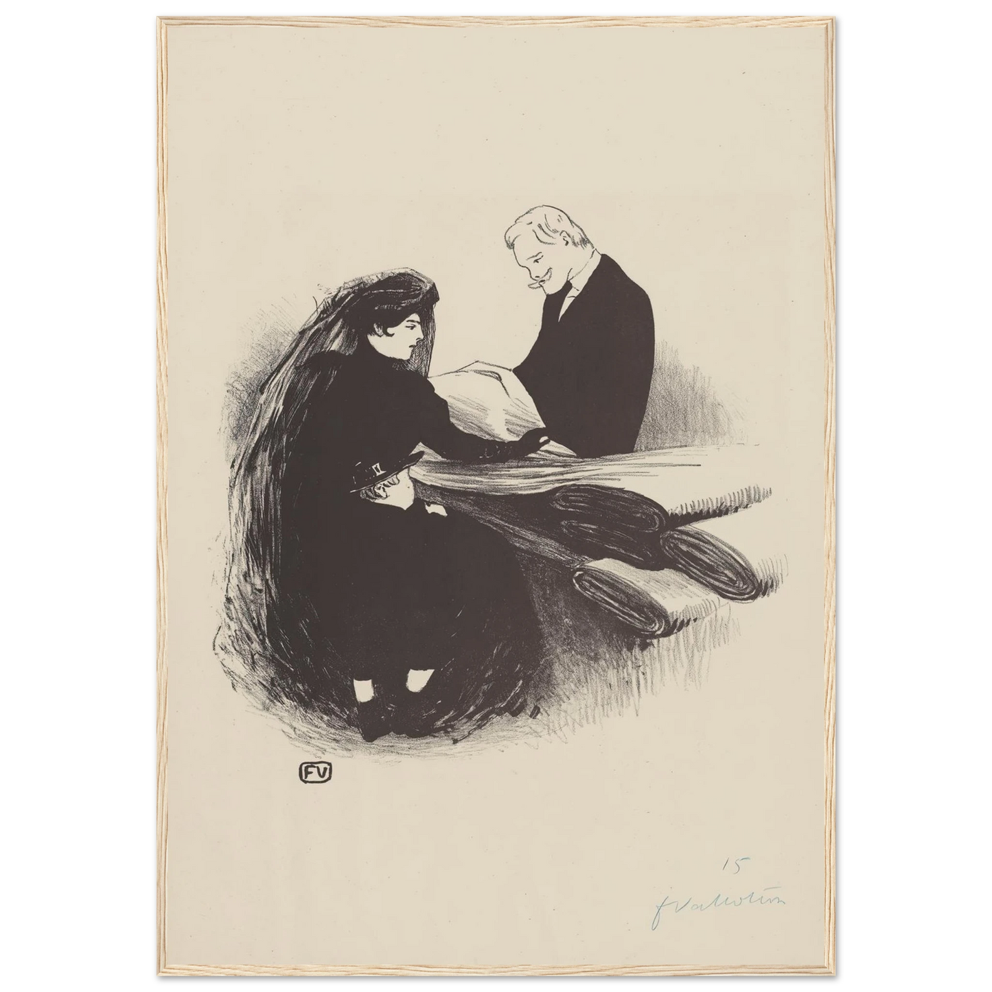 Dernière Nouveauté (1893) Art Print | Felix Vallotton - Framed Poster - 30x40 cm / 12x16″ - Black frame