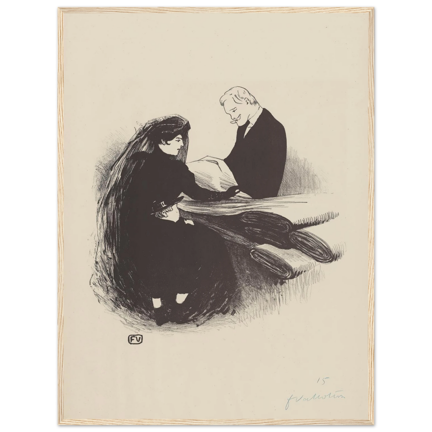 Dernière Nouveauté (1893) Art Print | Felix Vallotton - Framed Poster - 30x40 cm / 12x16″ - Black frame