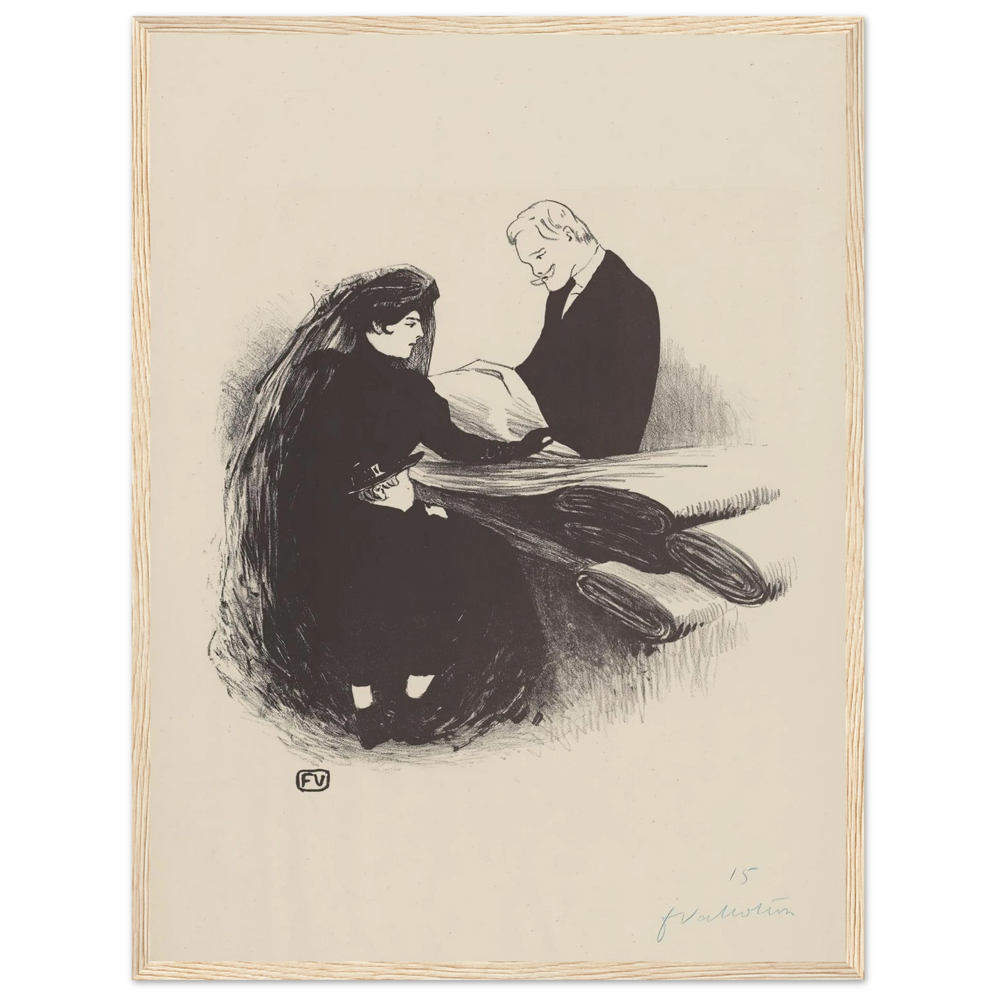 Dernière Nouveauté (1893) Art Print | Felix Vallotton - Framed Poster - 30x40 cm / 12x16″ - Black frame