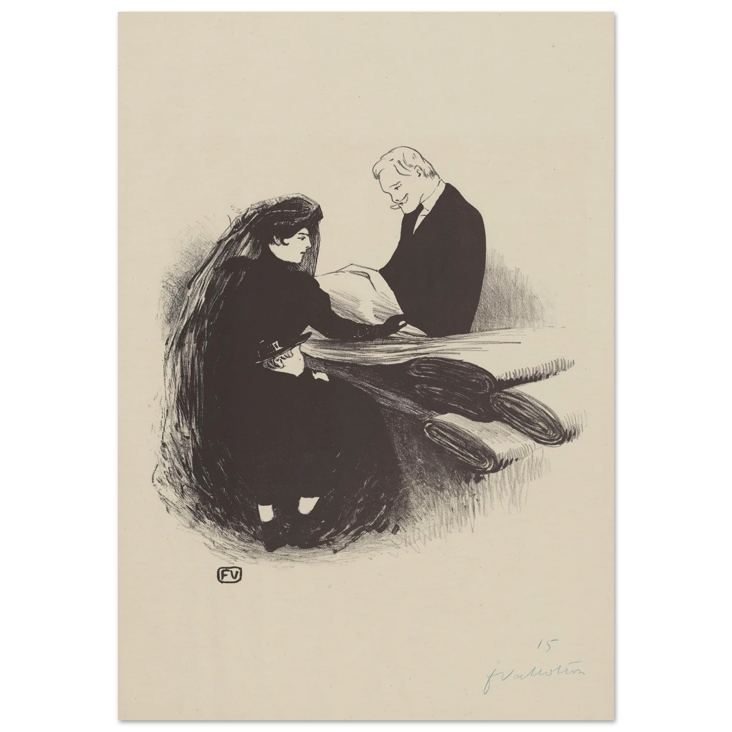 Dernière Nouveauté (1893) Art Print | Felix Vallotton - Framed Poster - 30x40 cm / 12x16″ - Black frame