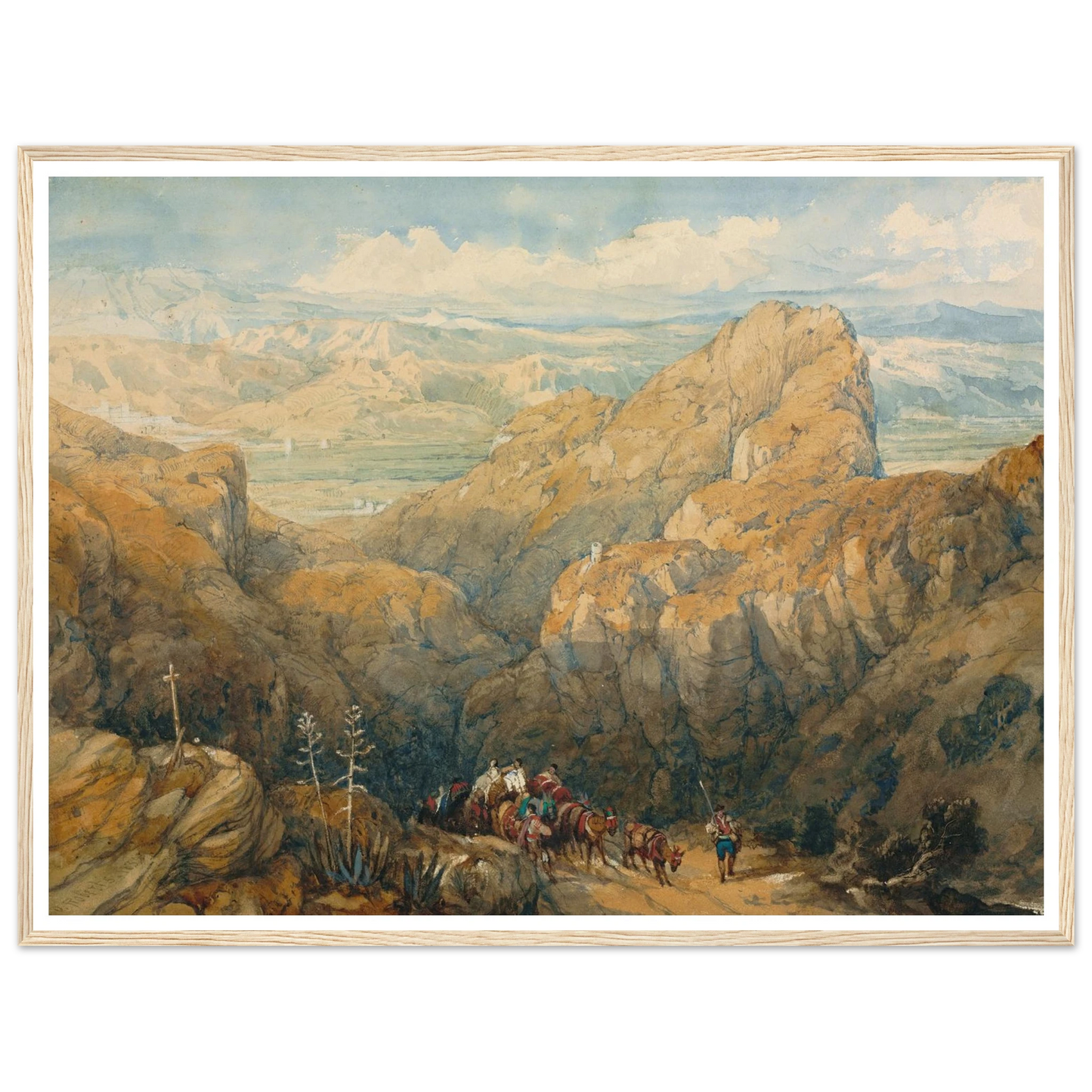 Descent into the Plain of Granada (1834) Art Print | David Roberts - Framed Poster - 30x40 cm / 12x16″ - Black frame